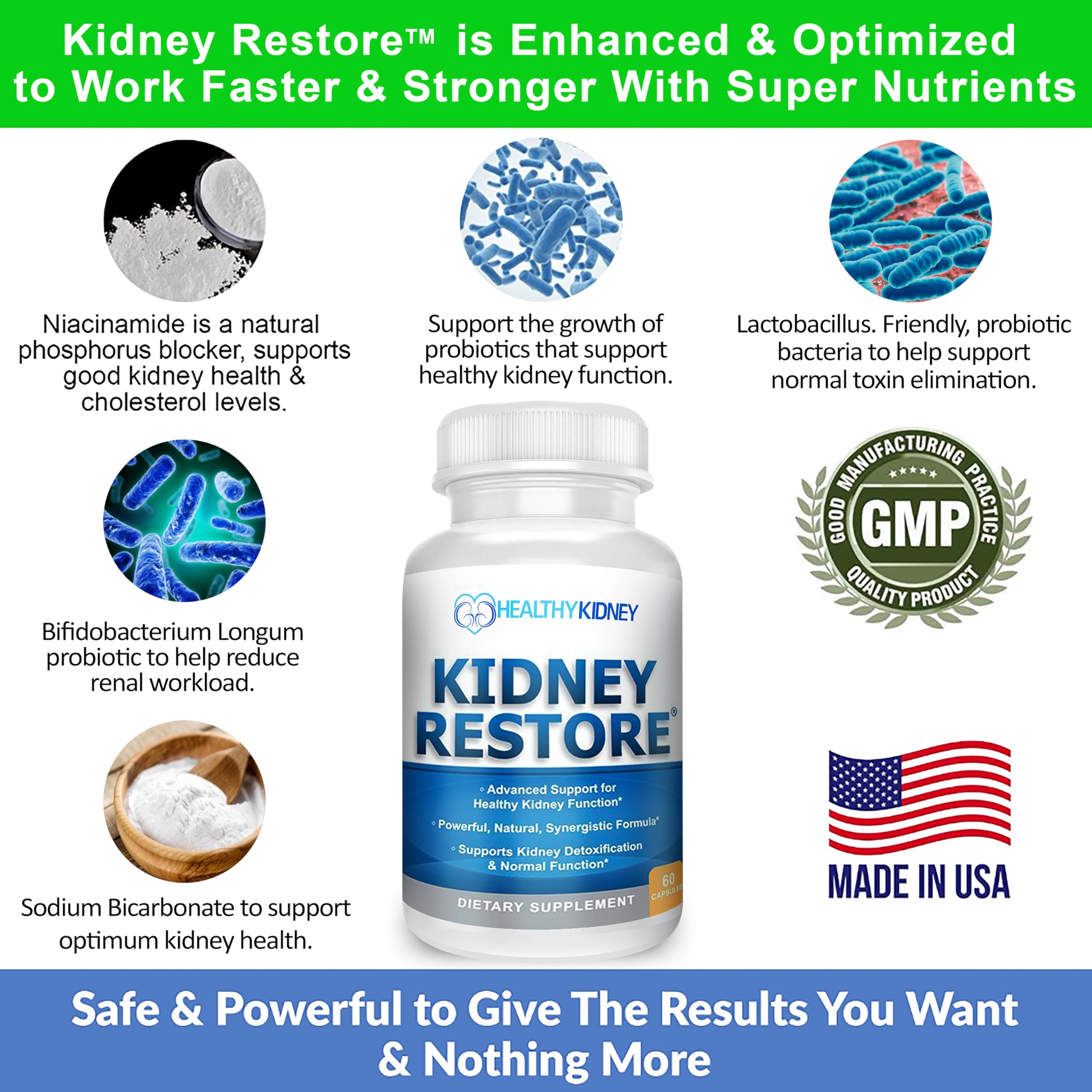 etiqueta de Kidney Restore con lista de ingredientes y confianza en calidad
