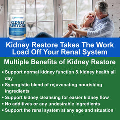 persona tomando Kidney Restore con un vaso de agua, promoviendo uso diario