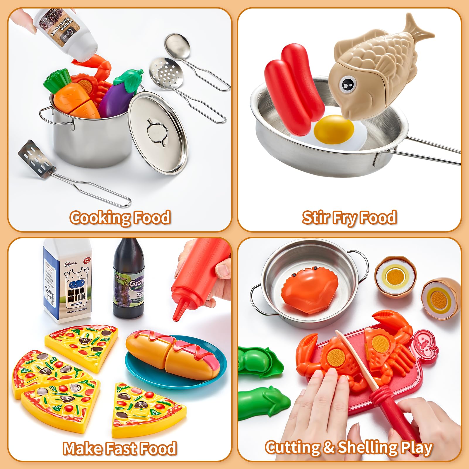 Kidsciety alimentos cortables detalle, piezas que se separan para jugar