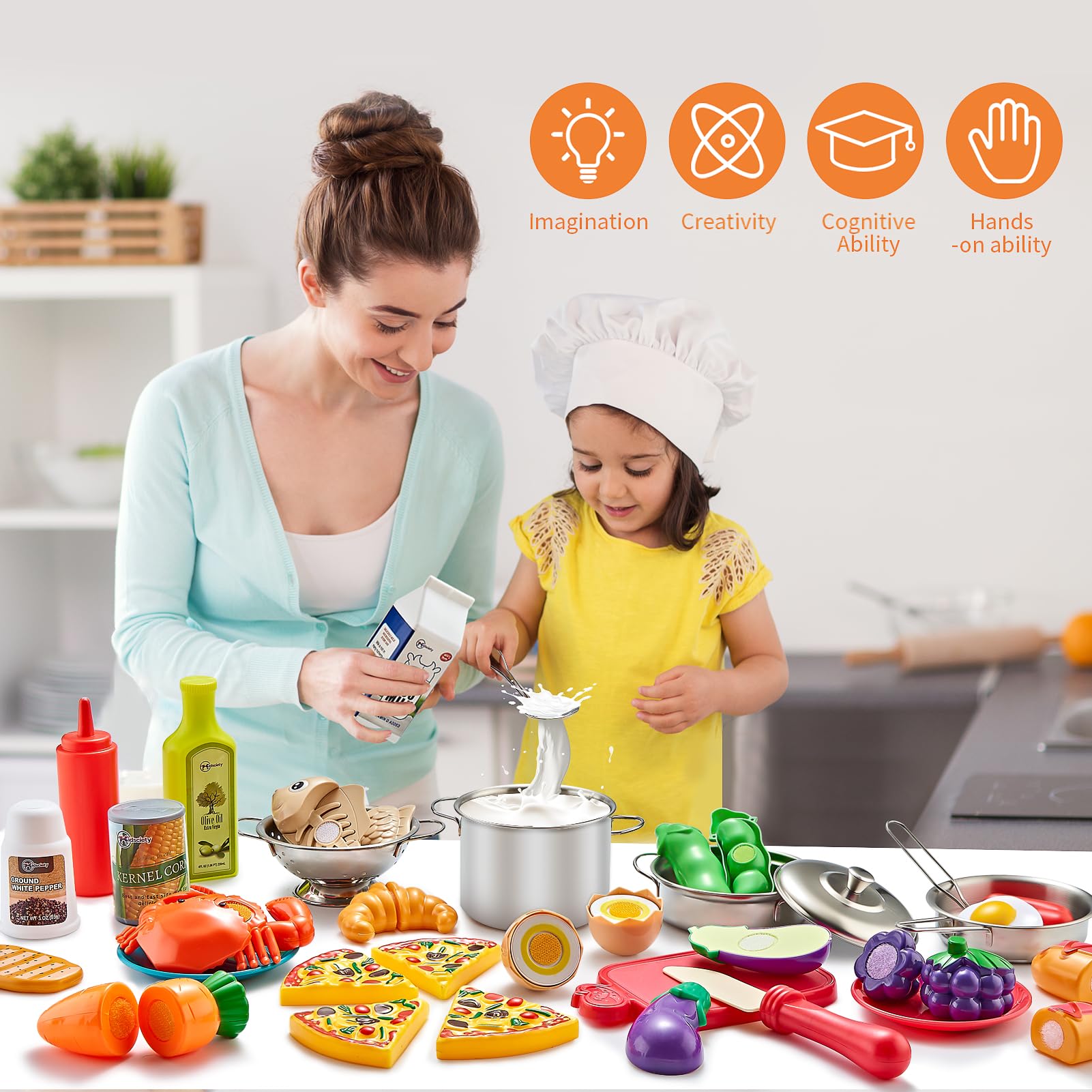 Kidsciety ollas y sartenes de acero inoxidable, durabilidad y limpieza fácil