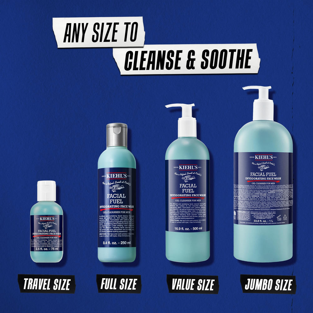 Kiehl's etiqueta con instrucciones y beneficios visibles para el usuario