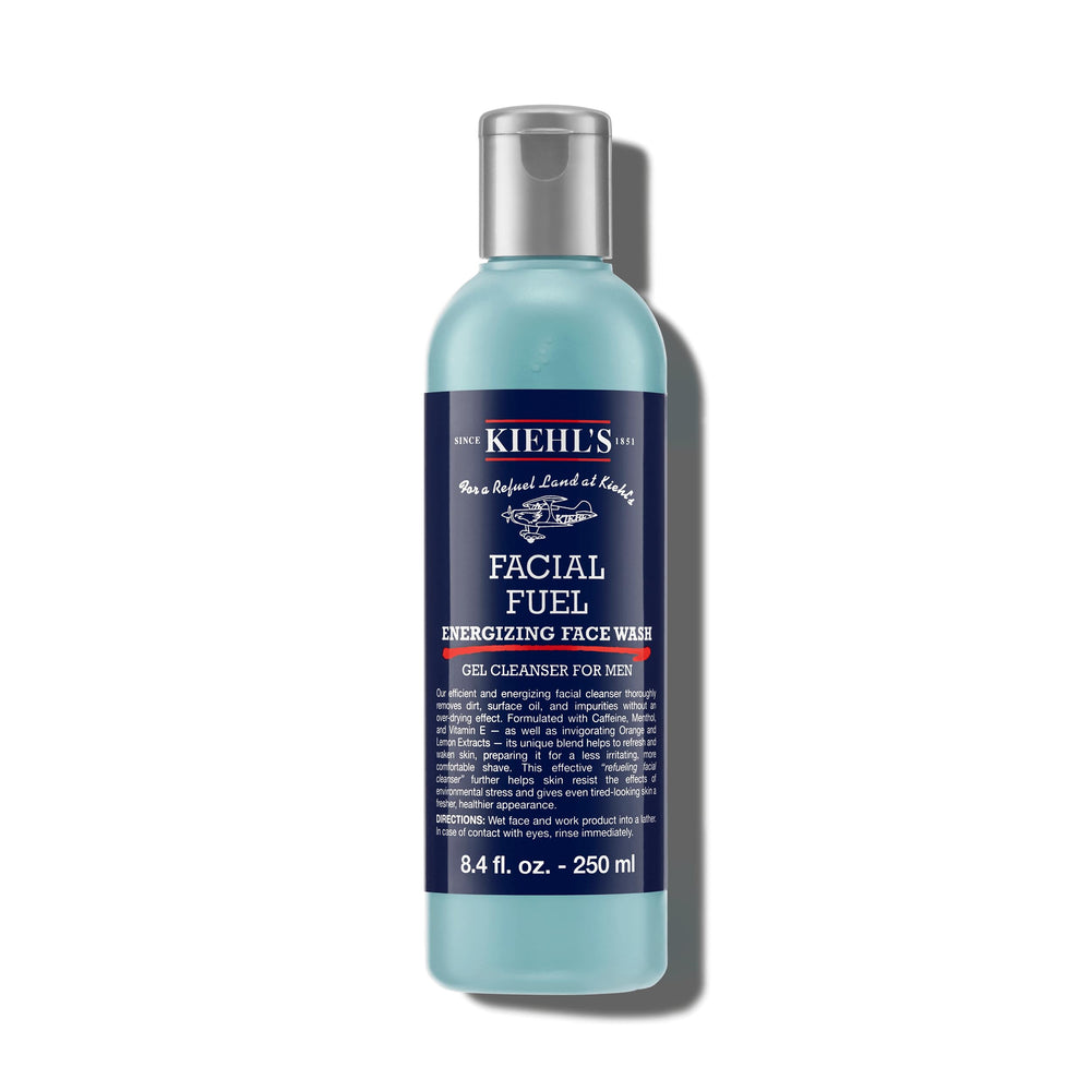 Kiehl's envase frontal Facial Fuel mostrando diseño y tamaño práctico