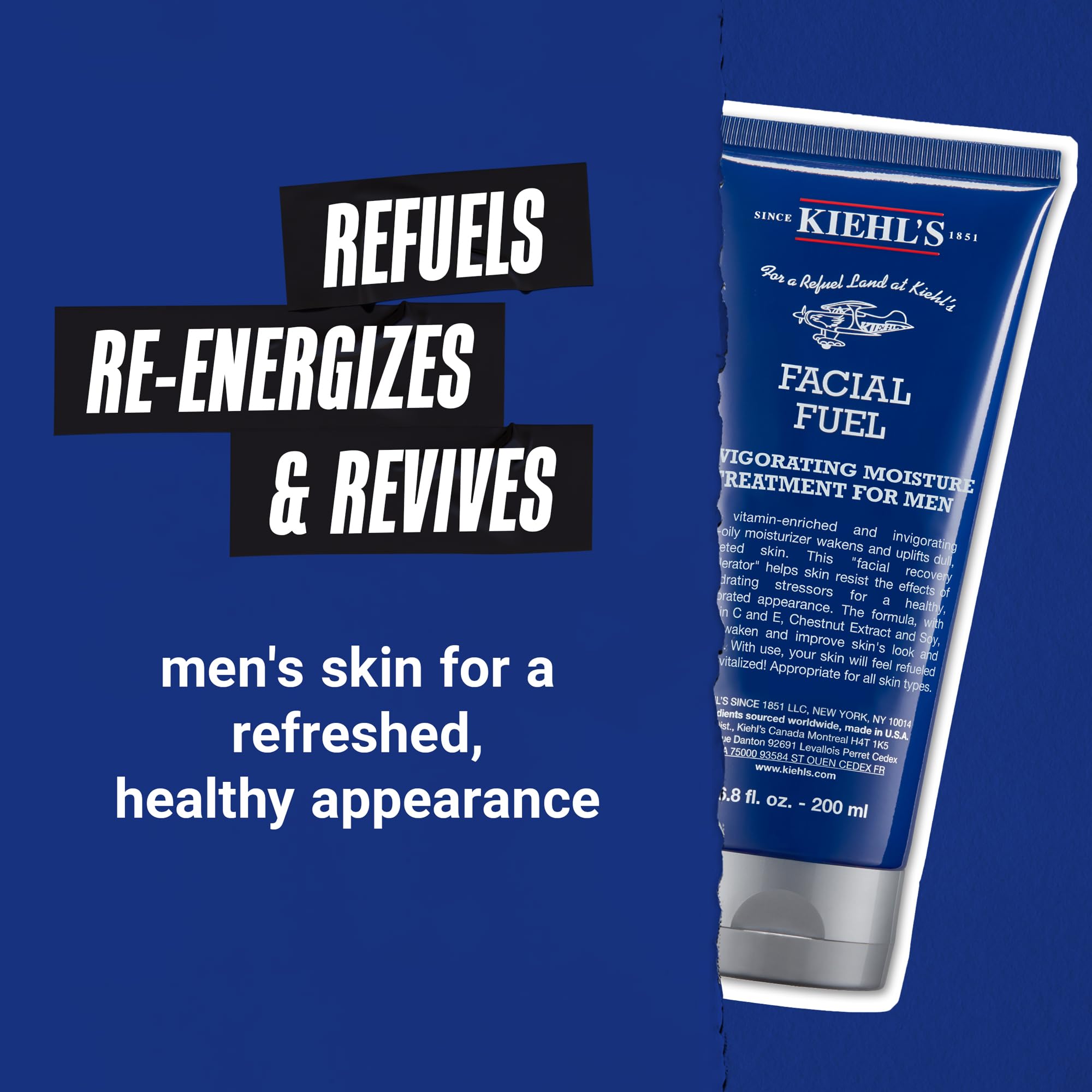 Kiehl's tubo abierto con crema en la punta indicando fácil aplicación y dosificación
