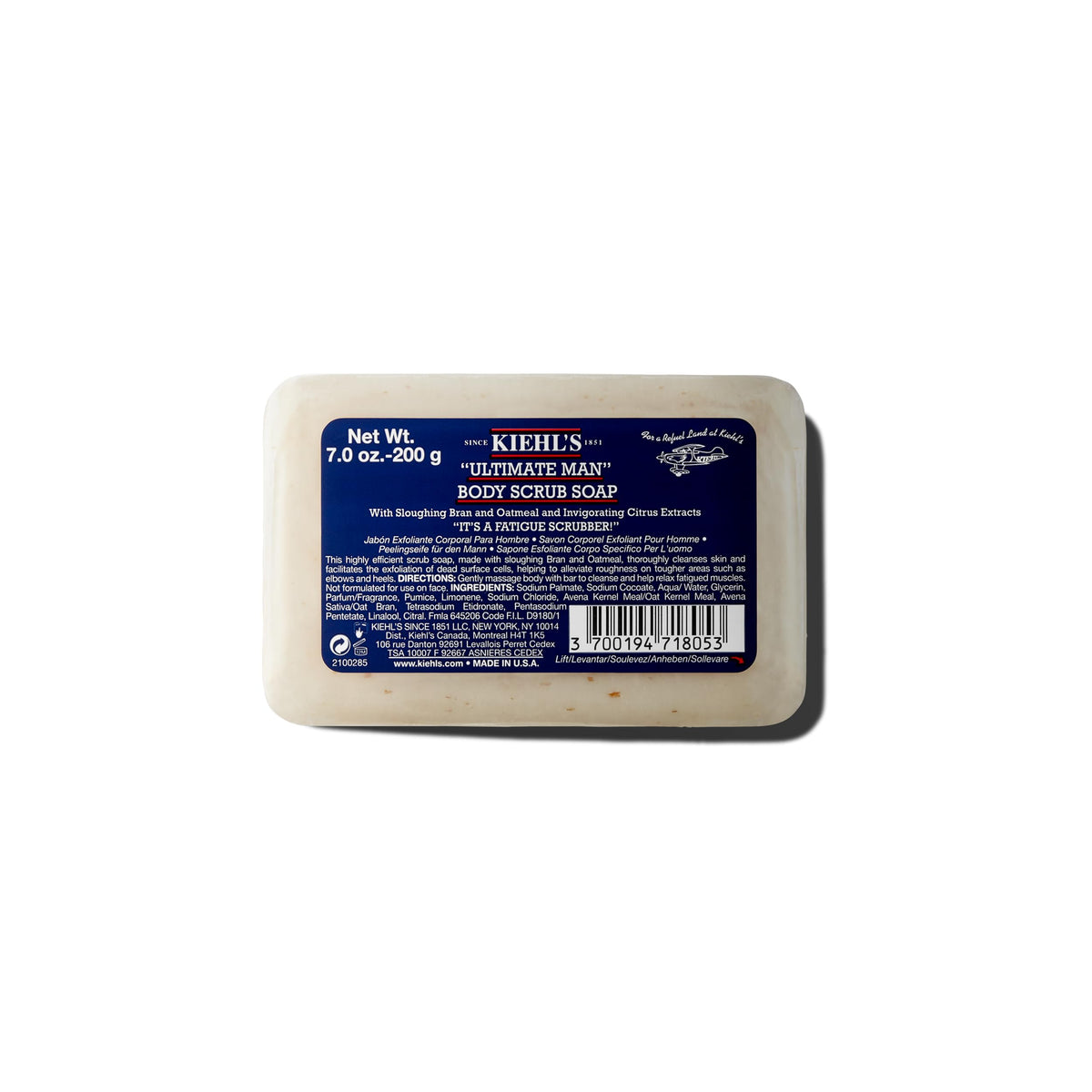 Kiehl's barra frontal mostrando diseño y beneficio de limpieza profunda