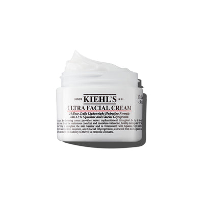 Kiehl's tarro frontal mostrando el envase y la marca, hidratación práctica