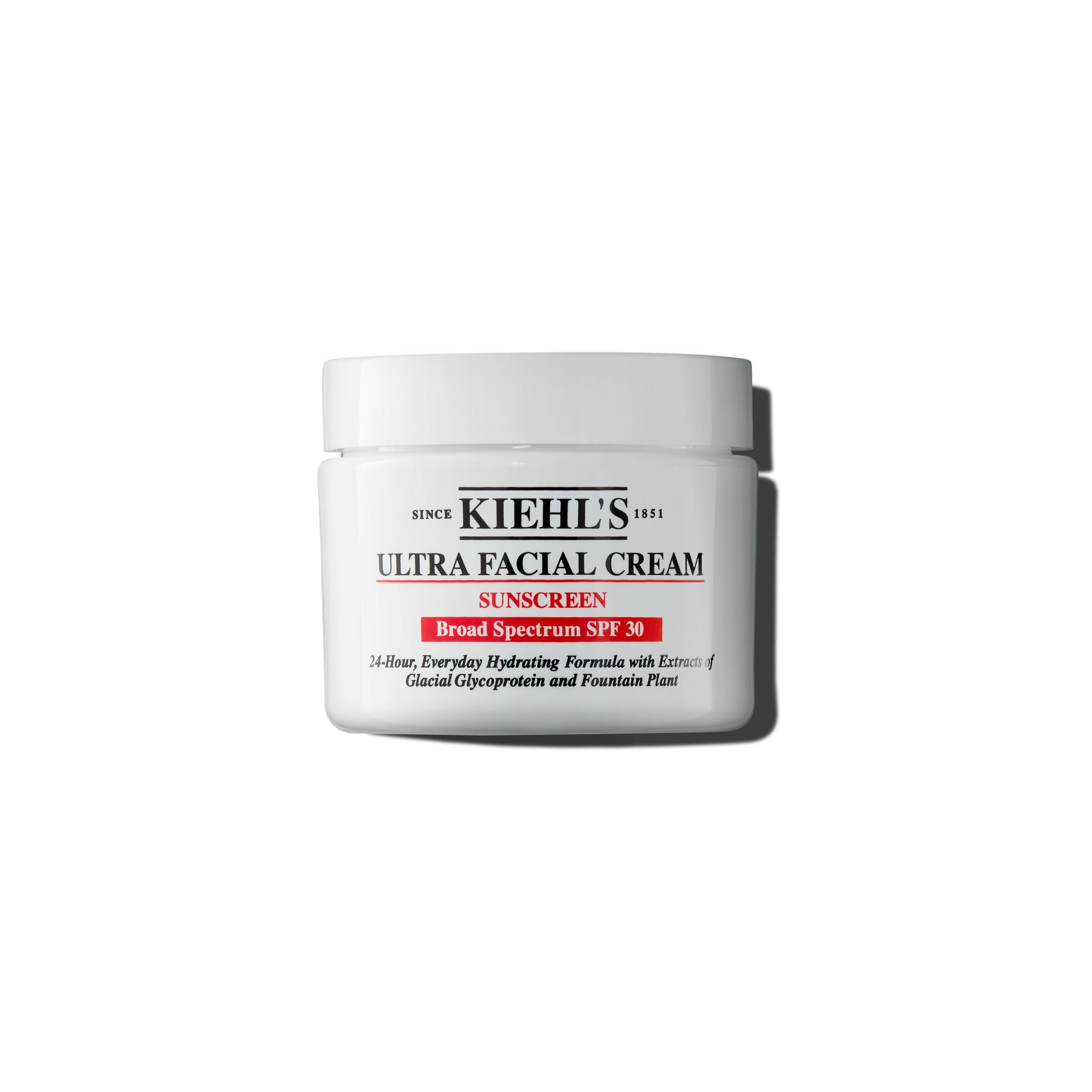 Kiehl's crema facial frontal mostrando envase y beneficio hidratación diaria