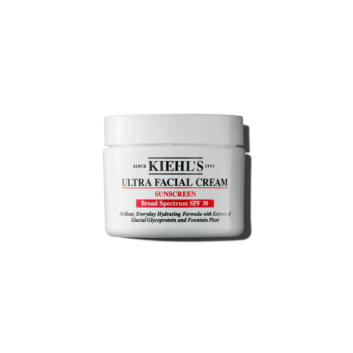 Kiehl's crema facial frontal mostrando envase y beneficio hidratación diaria