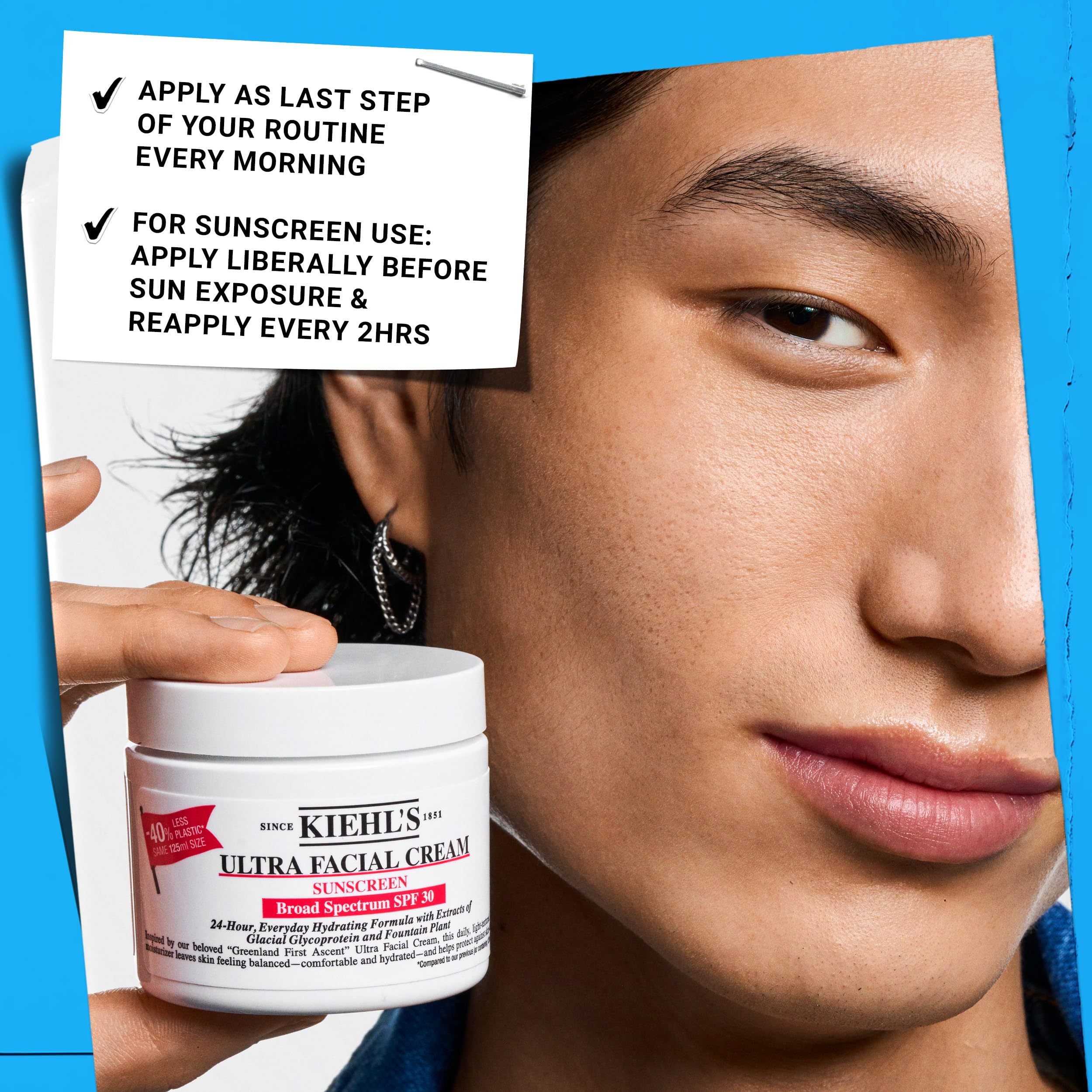 Kiehl's crema en escena exterior mostrando protección diaria bajo el sol