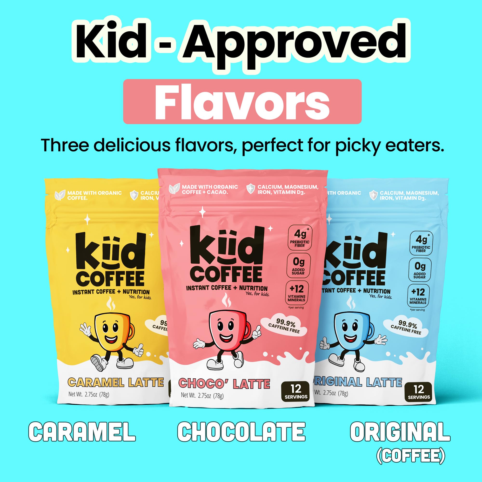 kiid presentación de los tres sabores, opciones originales y gusto para niños