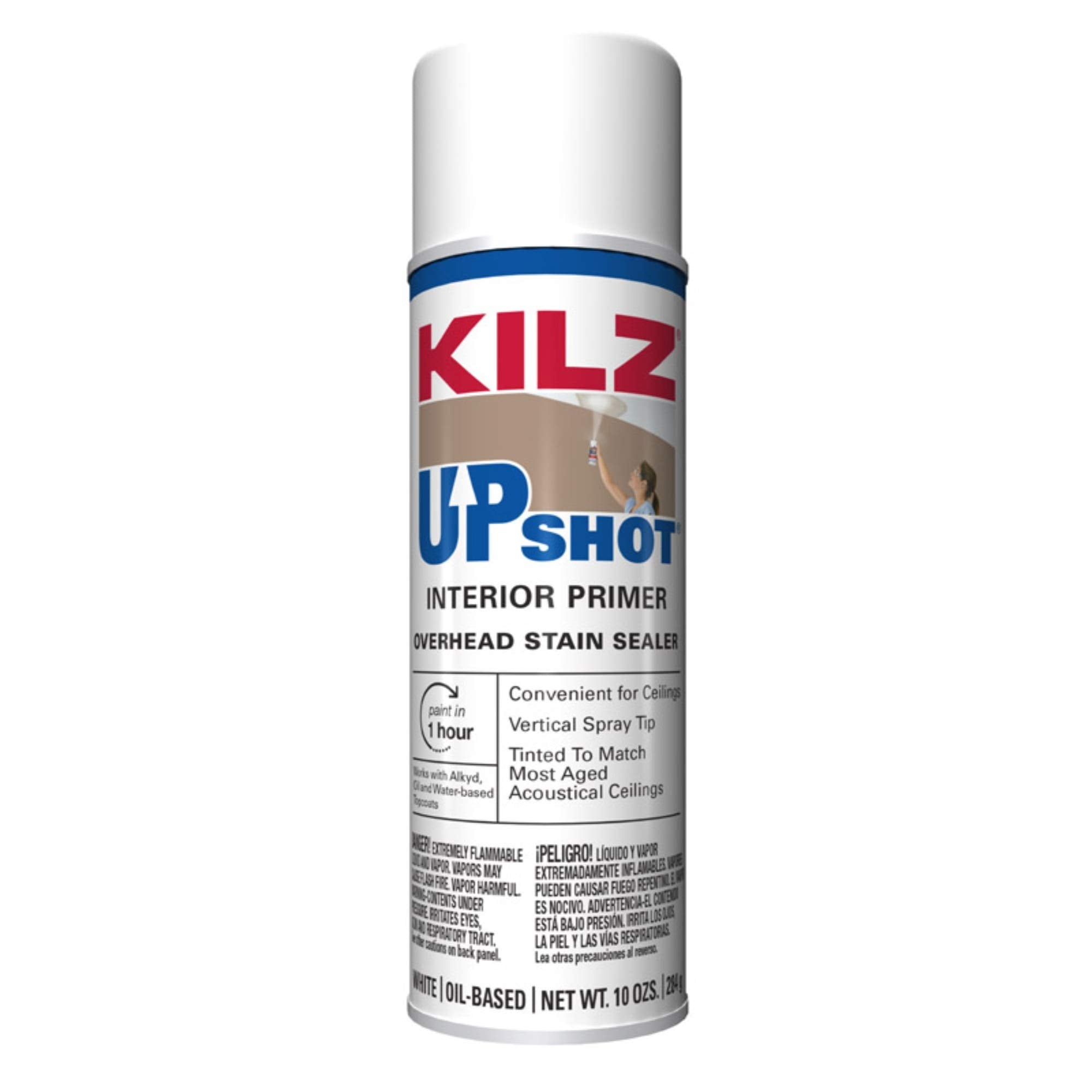 KILZ Up Shot Sealer vista frontal del envase con etiqueta informativa y beneficio de control