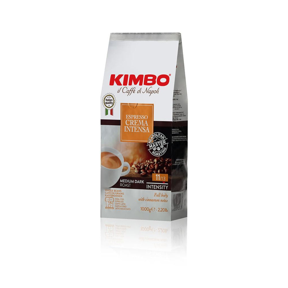 Kimbo primeros planos de granos tostados, revela textura y frescura
