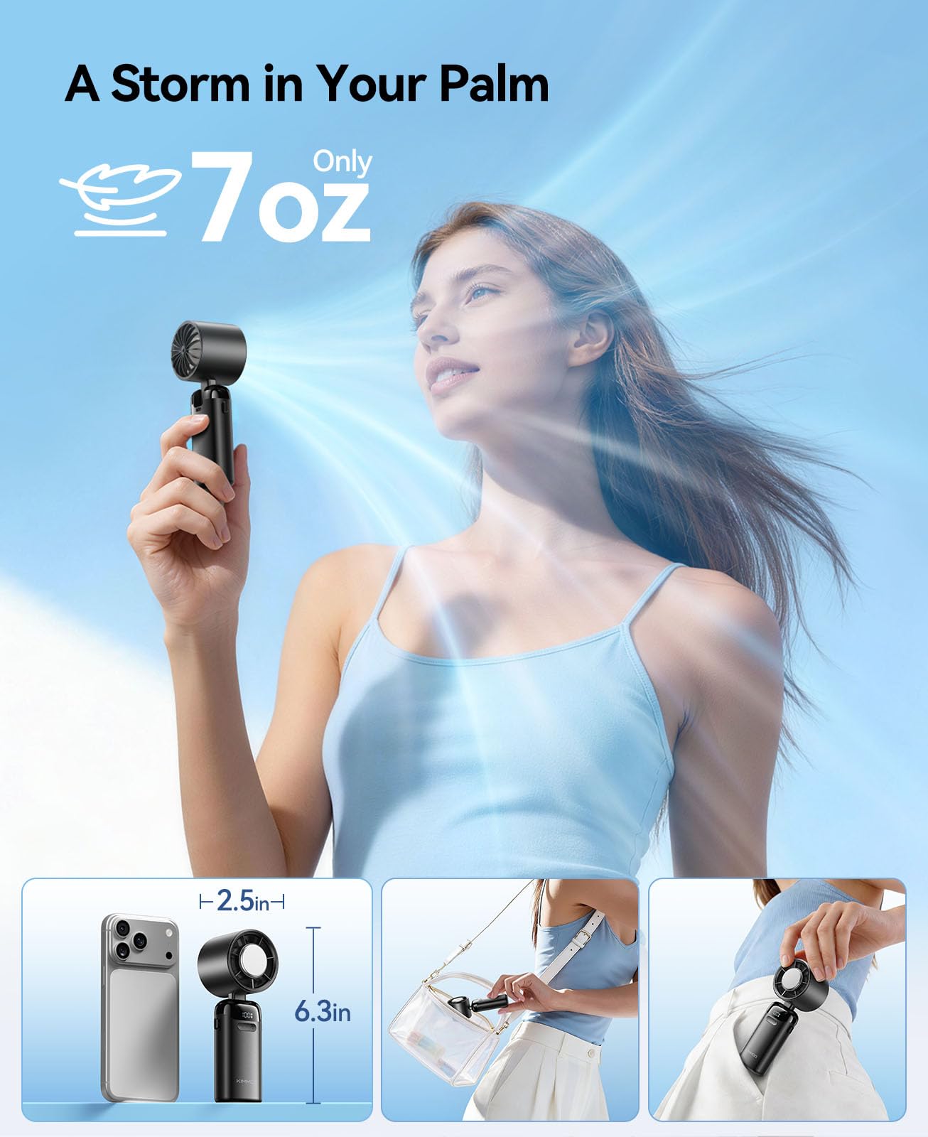 KIMMOO ventilador colgado al cuello para uso manos libres y confort