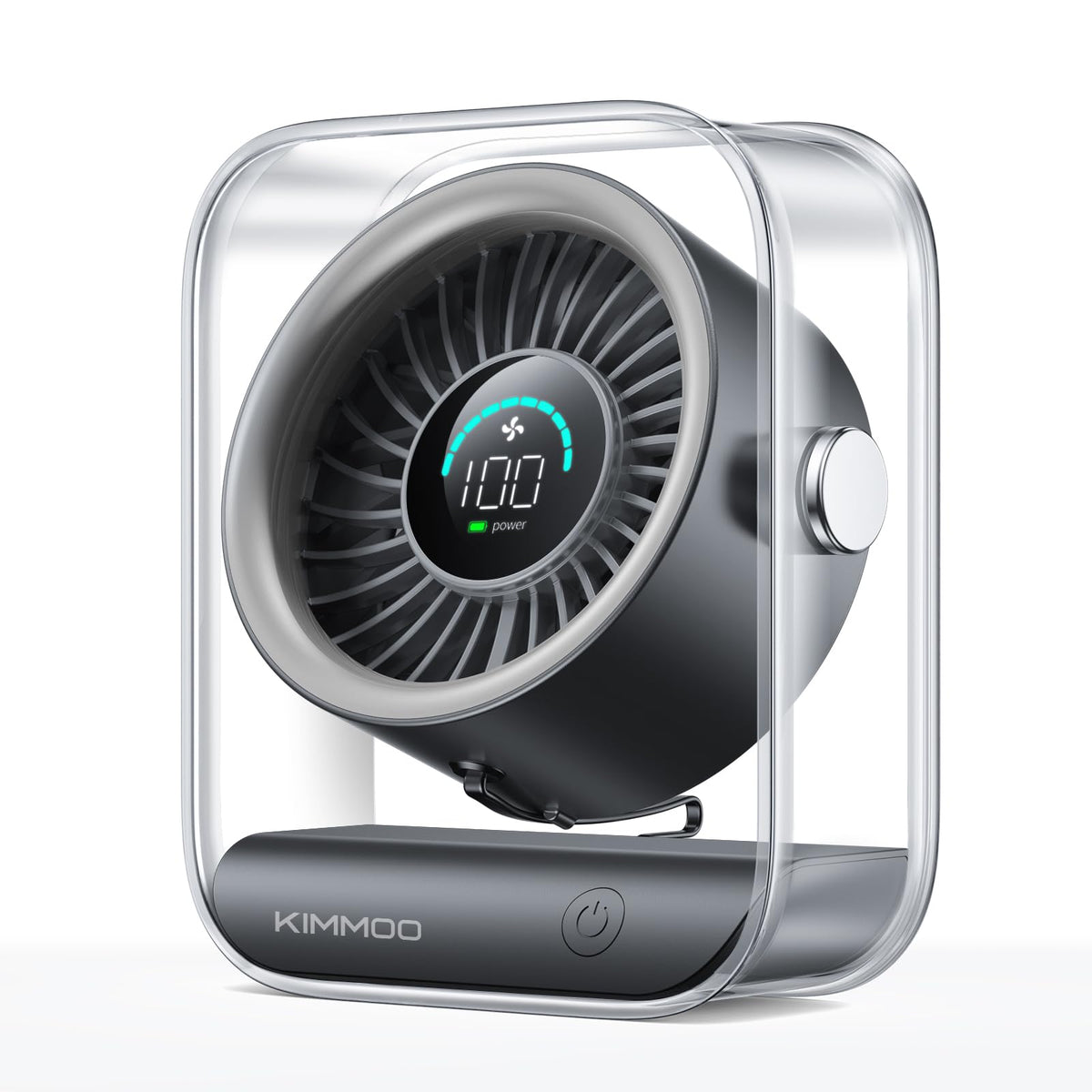 KIMMOO frontal del ventilador mostrando diseño compacto y elegante