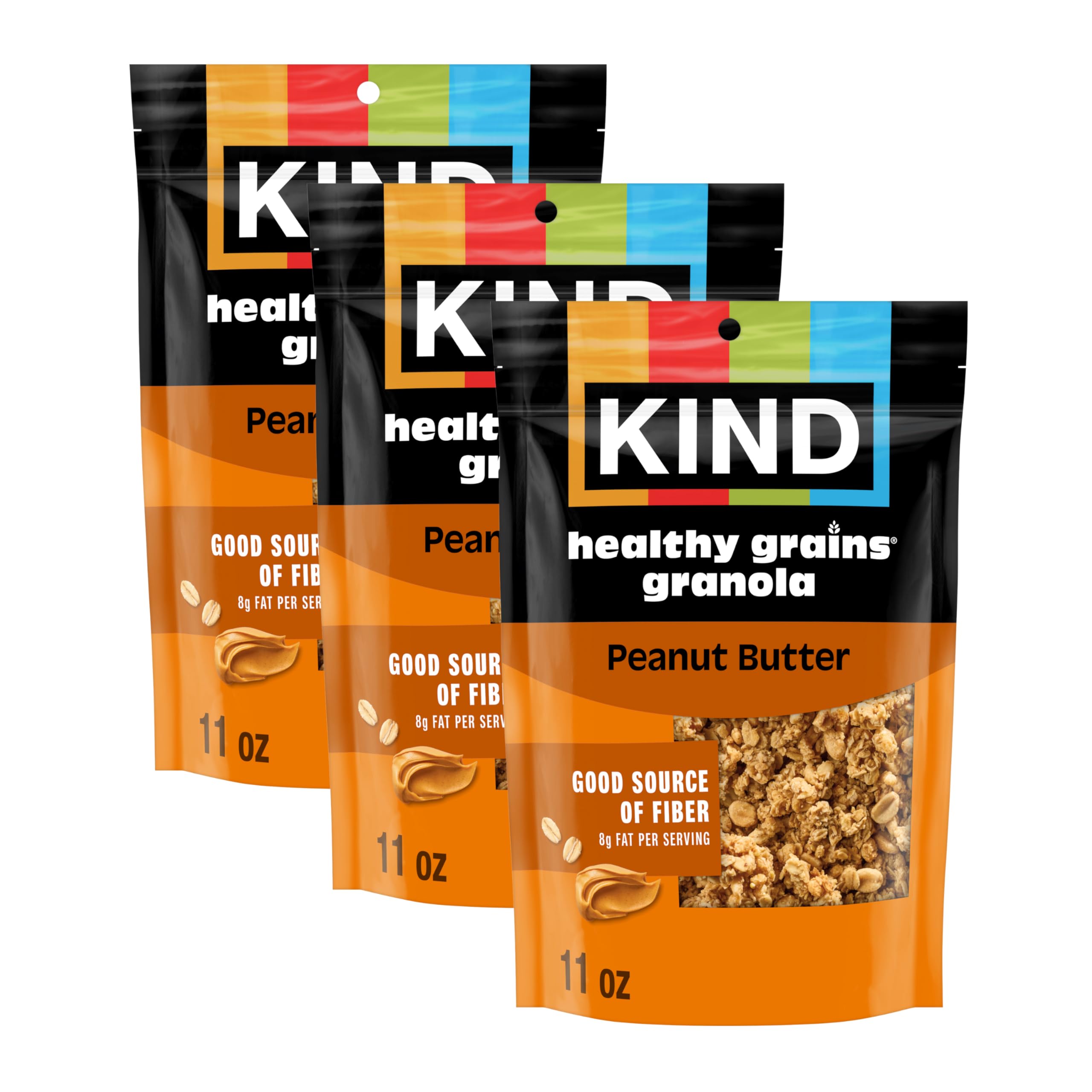KIND empaque frontal mostrando 3 bolsas y beneficios nutricionales