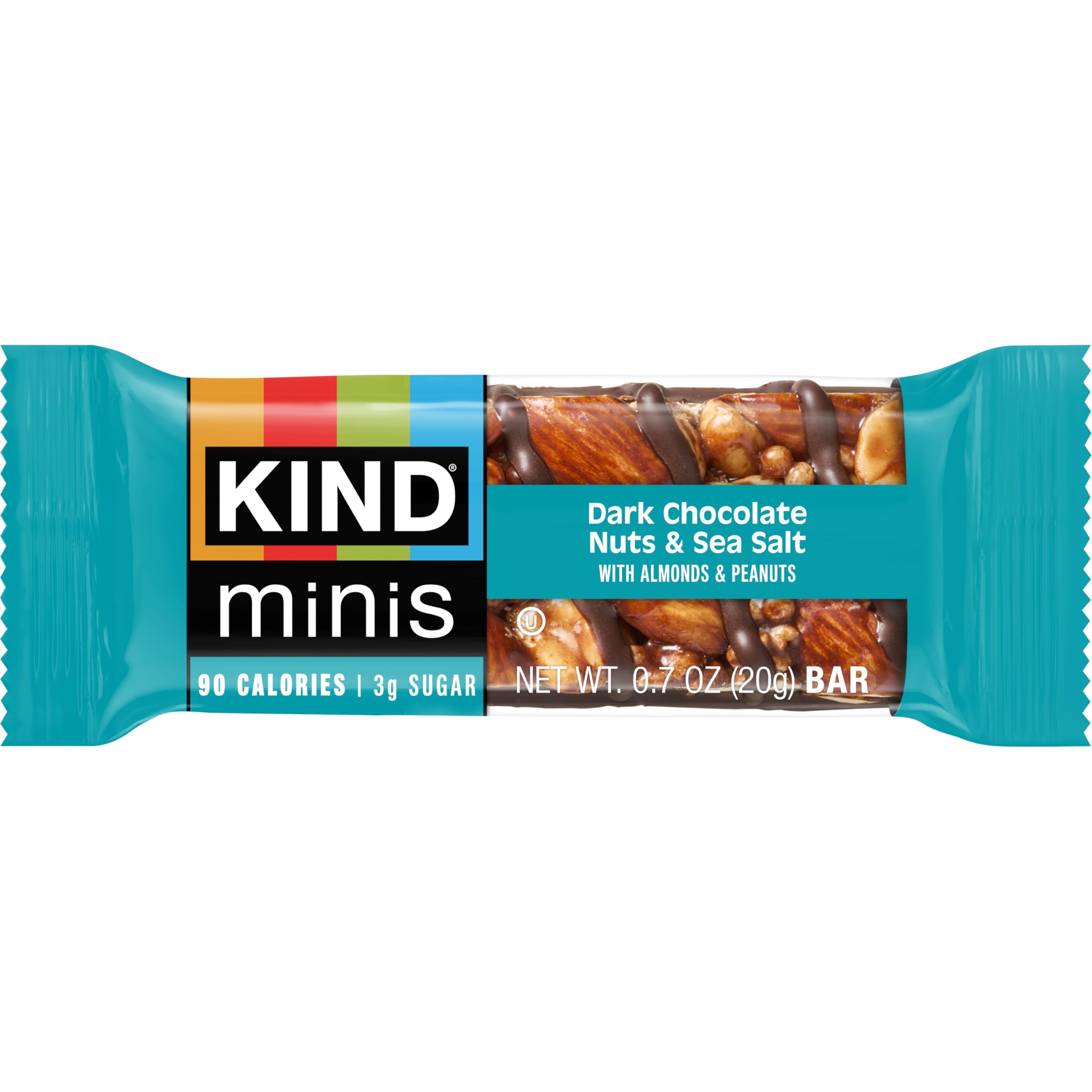 Primer plano de etiqueta KIND con ingredientes y sello sin gluten