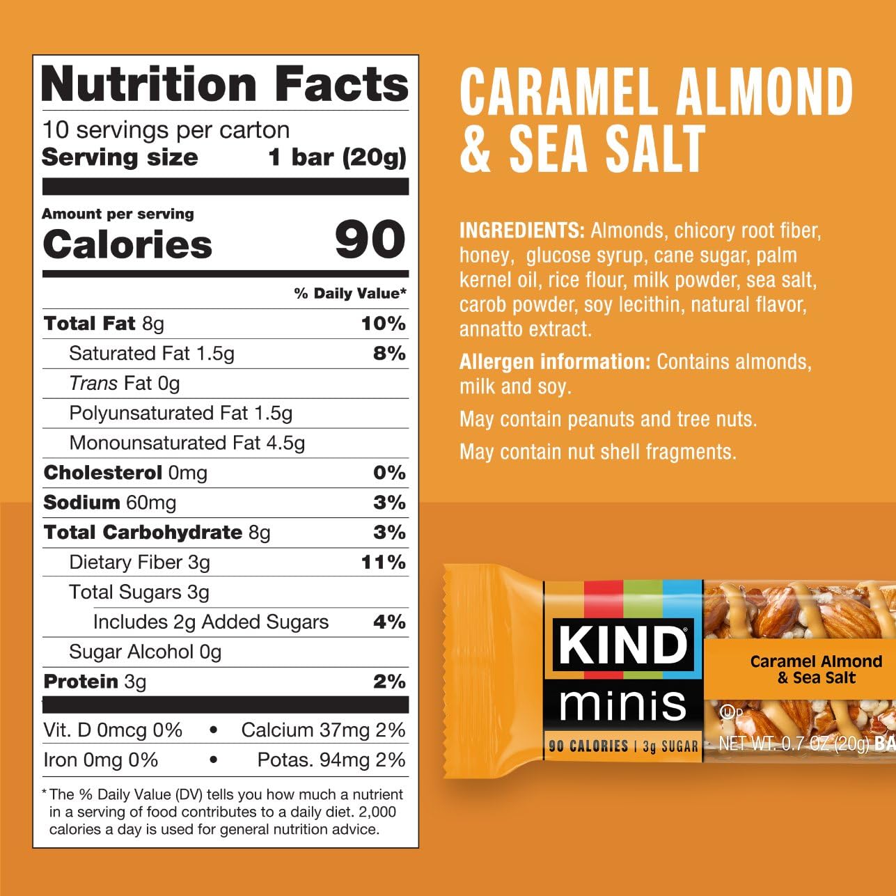 Tres sabores KIND Minis alineados, evidencia surtido y elección