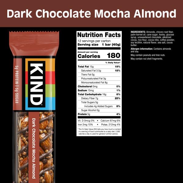 KIND primer plano de almendras y chocolate, destaca textura crujiente beneficiosa