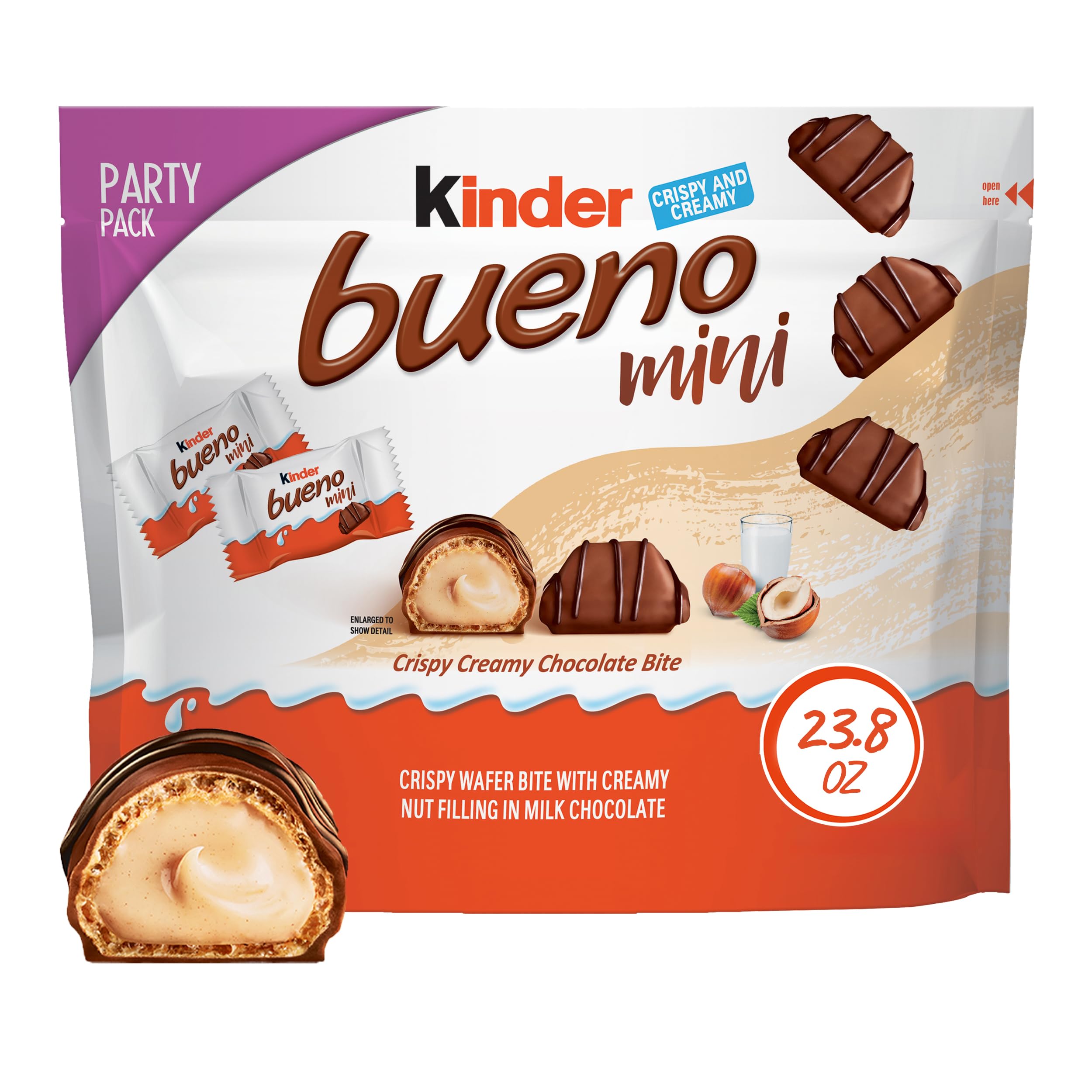 Kinder Bueno mini pack frontal mostrando cantidad y diseño atractivo