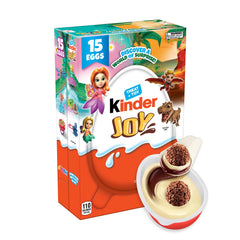 Kinder Joy paquete frontal mostrando 15 huevos listo para fiestas