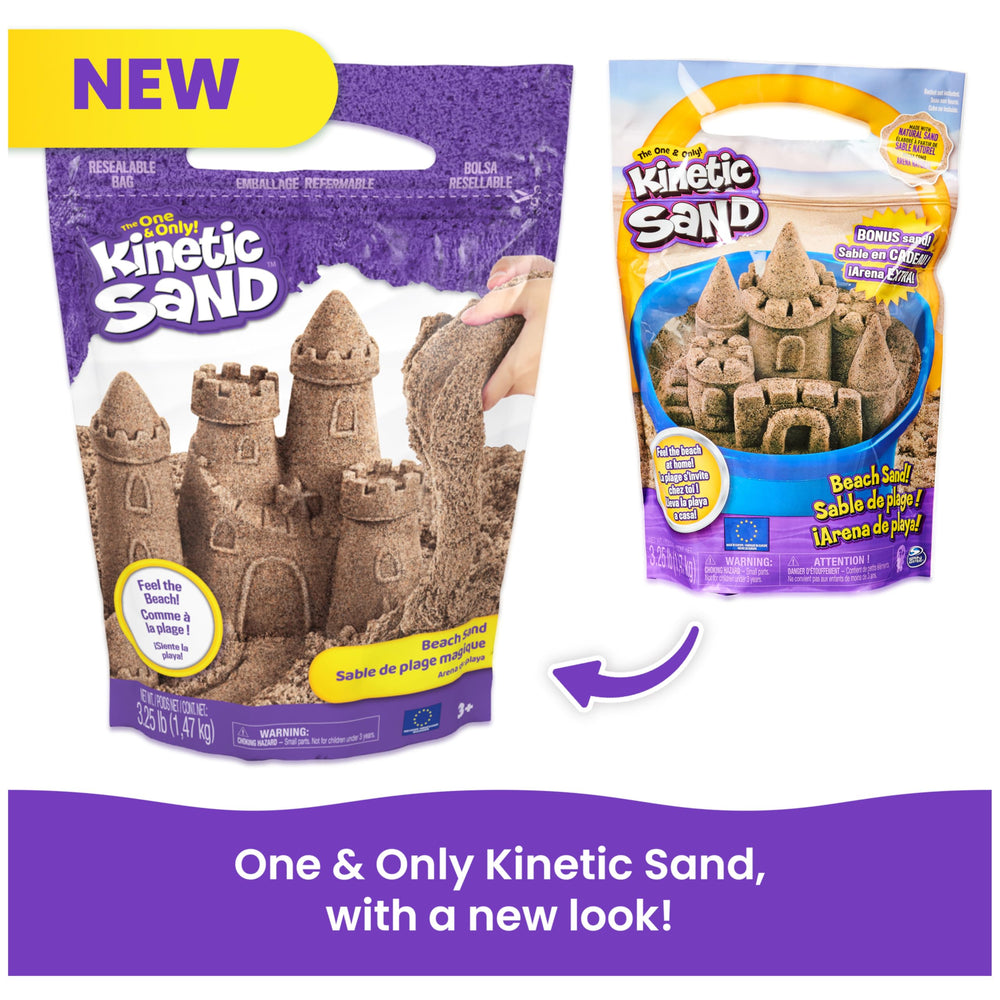 Kinetic Sand detalle de la etiqueta con instrucciones y sello de seguridad