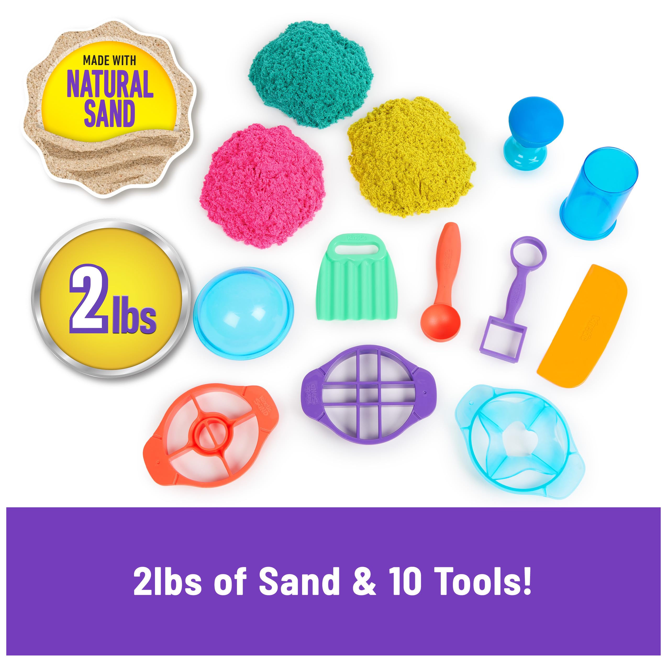 Kinetic Sand primer plano textura que muestra suavidad y cohesión fácil