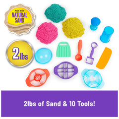 Kinetic Sand primer plano textura que muestra suavidad y cohesión fácil