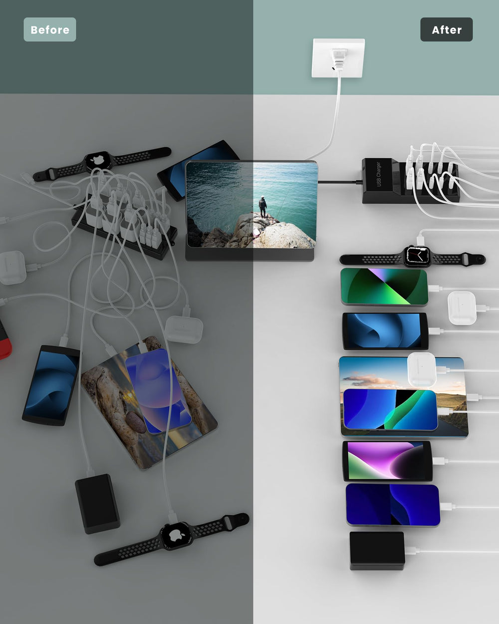 KingFuture comparativa de tamaño junto a un smartphone para referenciar dimensiones