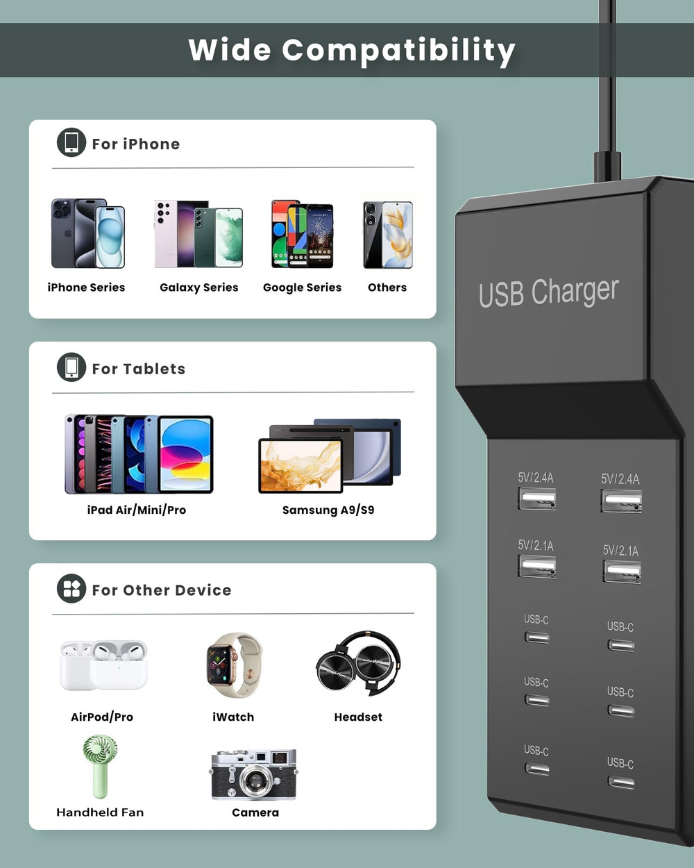 KingFuture configuración con múltiples dispositivos conectados mostrando reducción de enredos