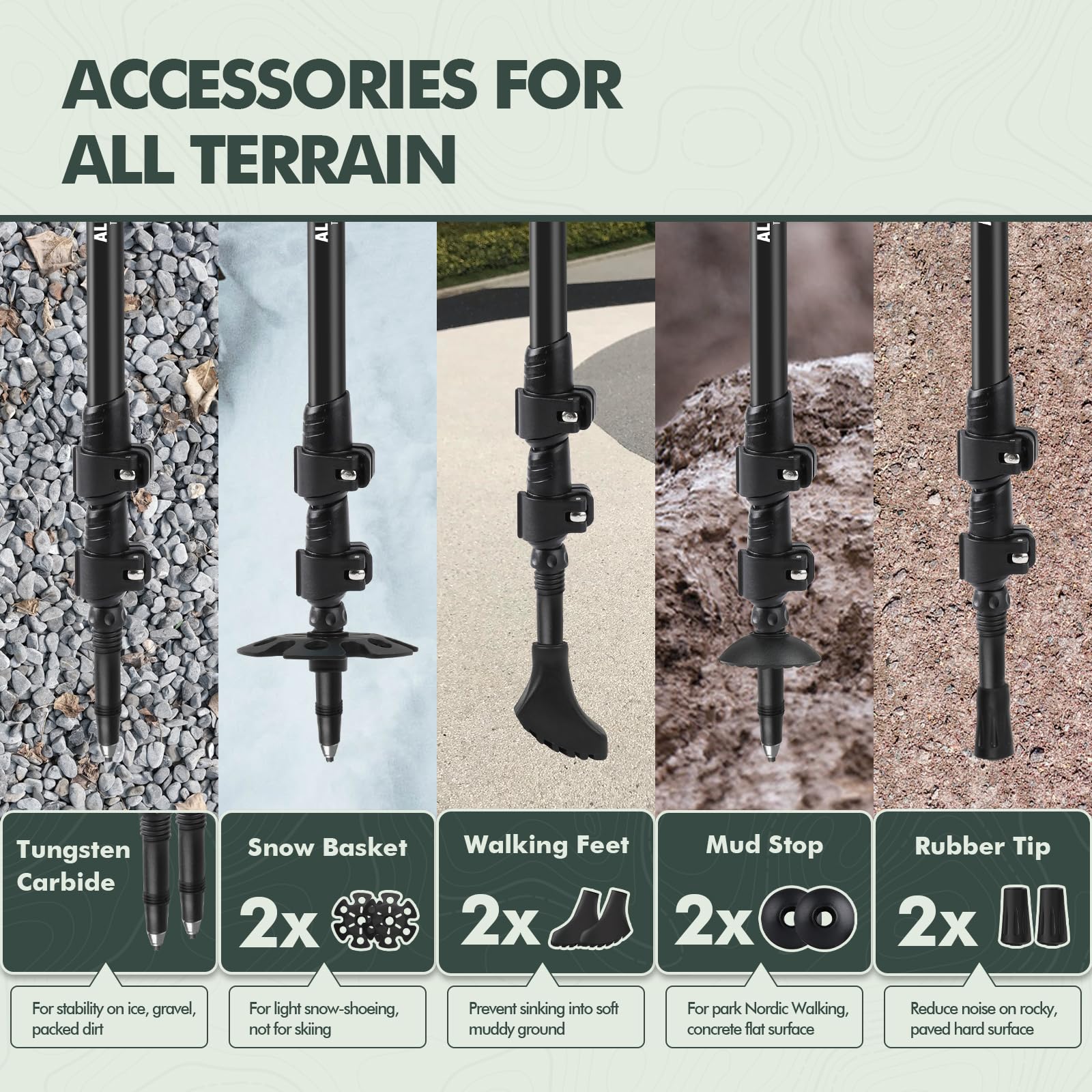 KINGGEAR bastones en uso en montaña mejorando equilibrio y seguridad al caminar