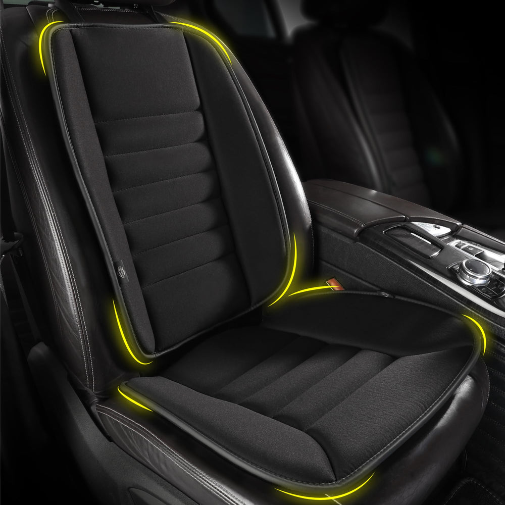 kingphenix vista frontal del cojín de asiento negro mostrando apoyo ergonómico