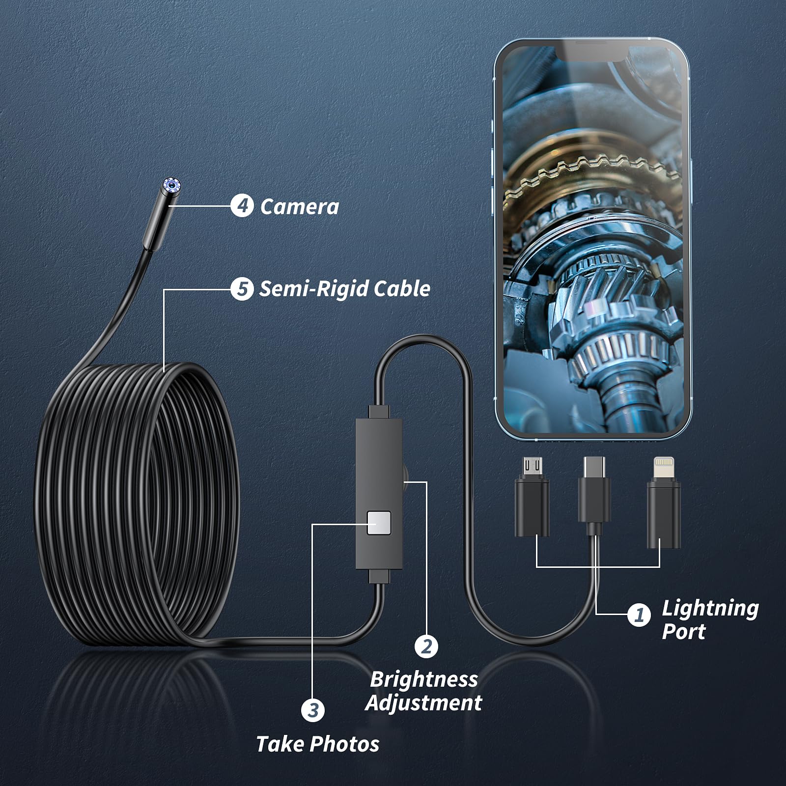 Kinpthy primer plano de la sonda 7,9 mm con enfoque nítido