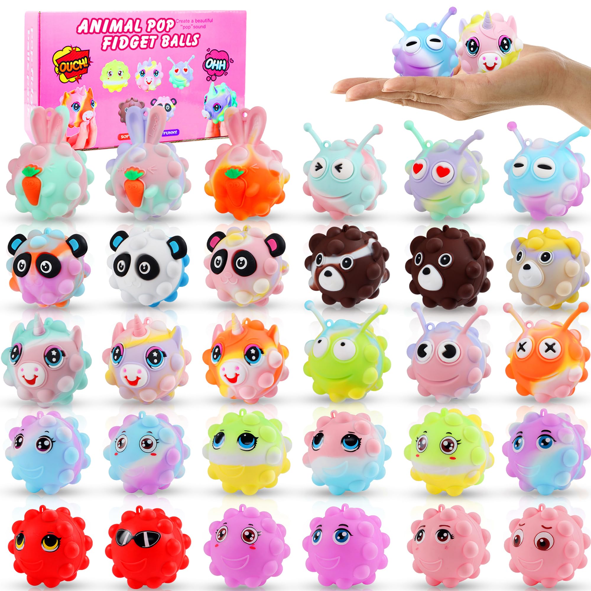 KissFree paquete frontal de pelotas pop animales, ideal para fiestas