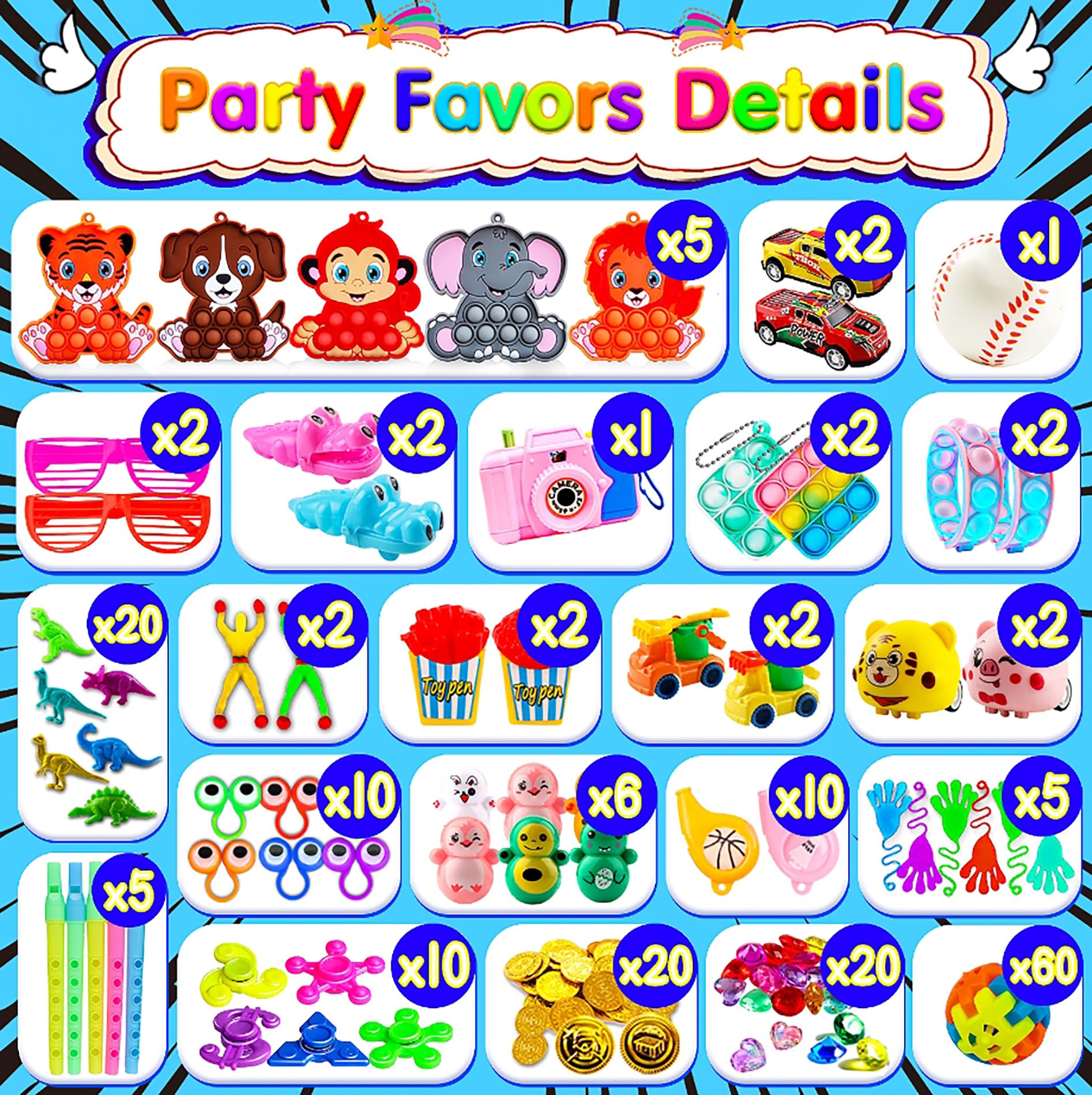 KissFuture assorted toys spread out showing variety and fast selection for events