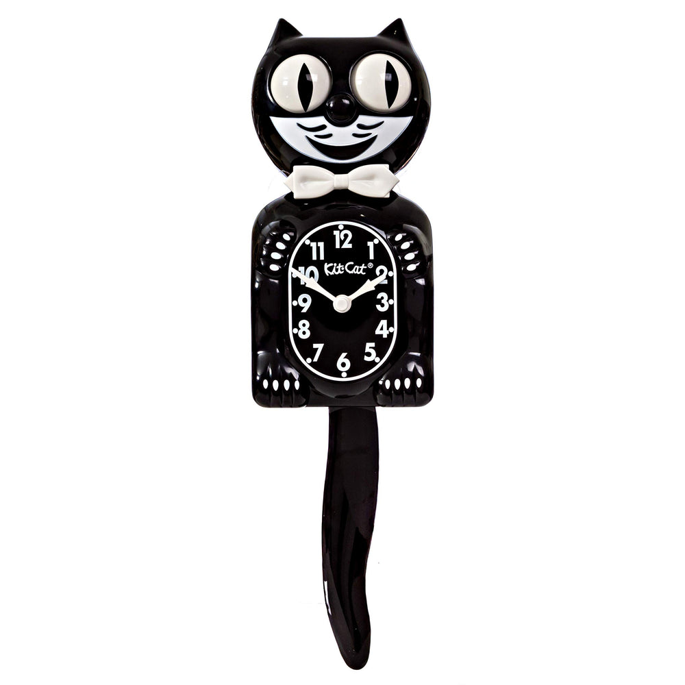 Kit Cat Klock front view showing Classic Black finish and smiling face, adds nostalgic charm