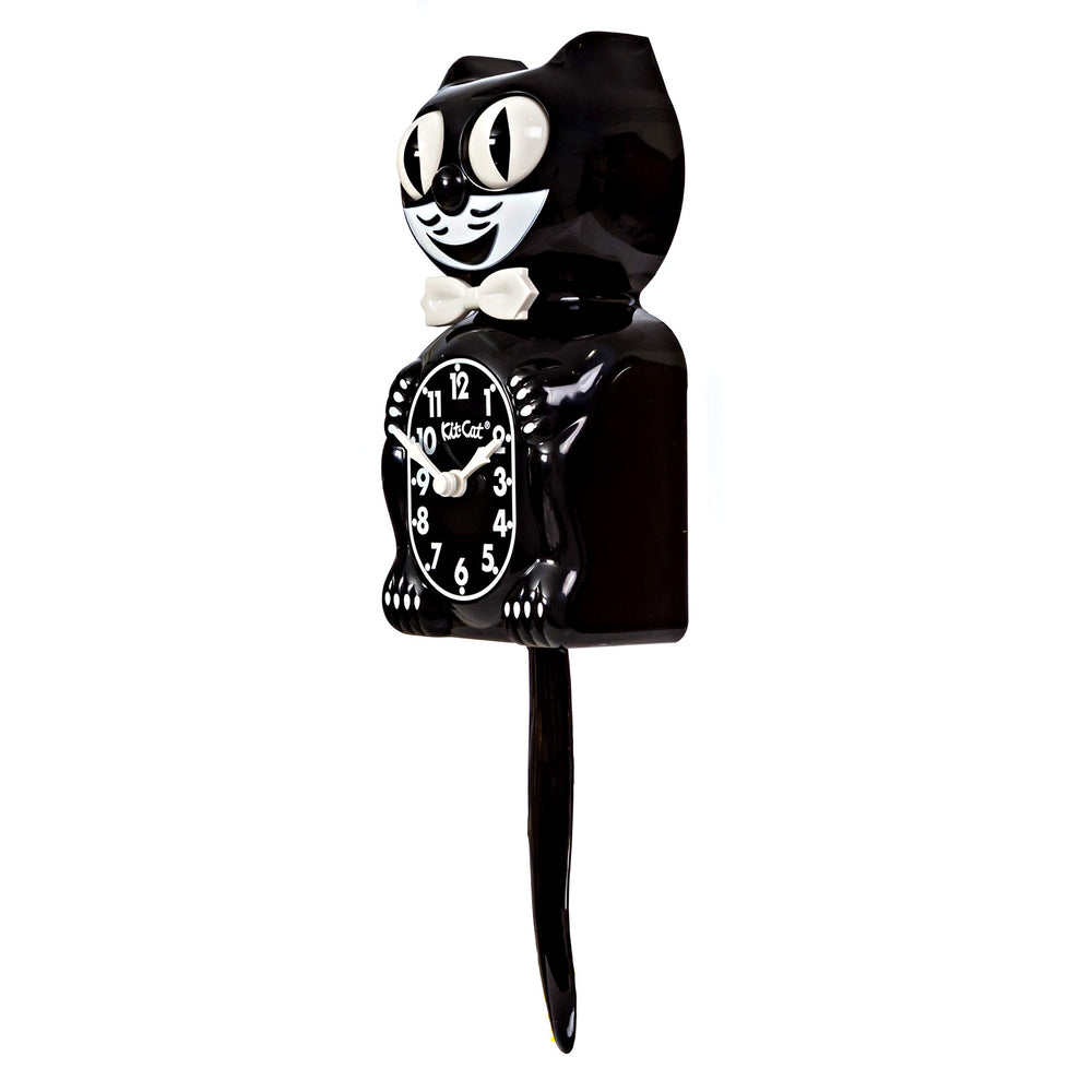 Kit Cat Klock tail in mid-wag, Kit Cat Klock tail movement adds playful rhythm