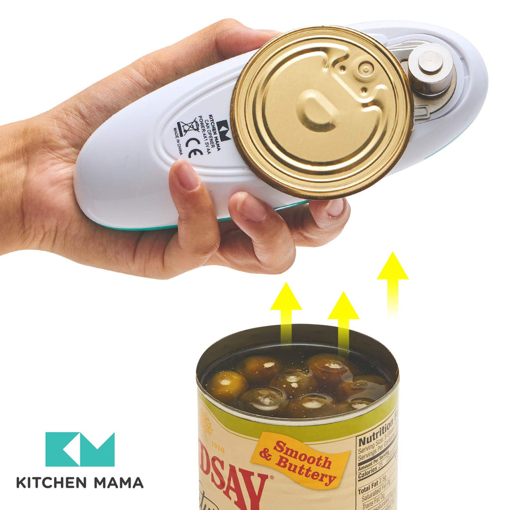 Kitchen Mama open battery compartment showing cordless portability benefit