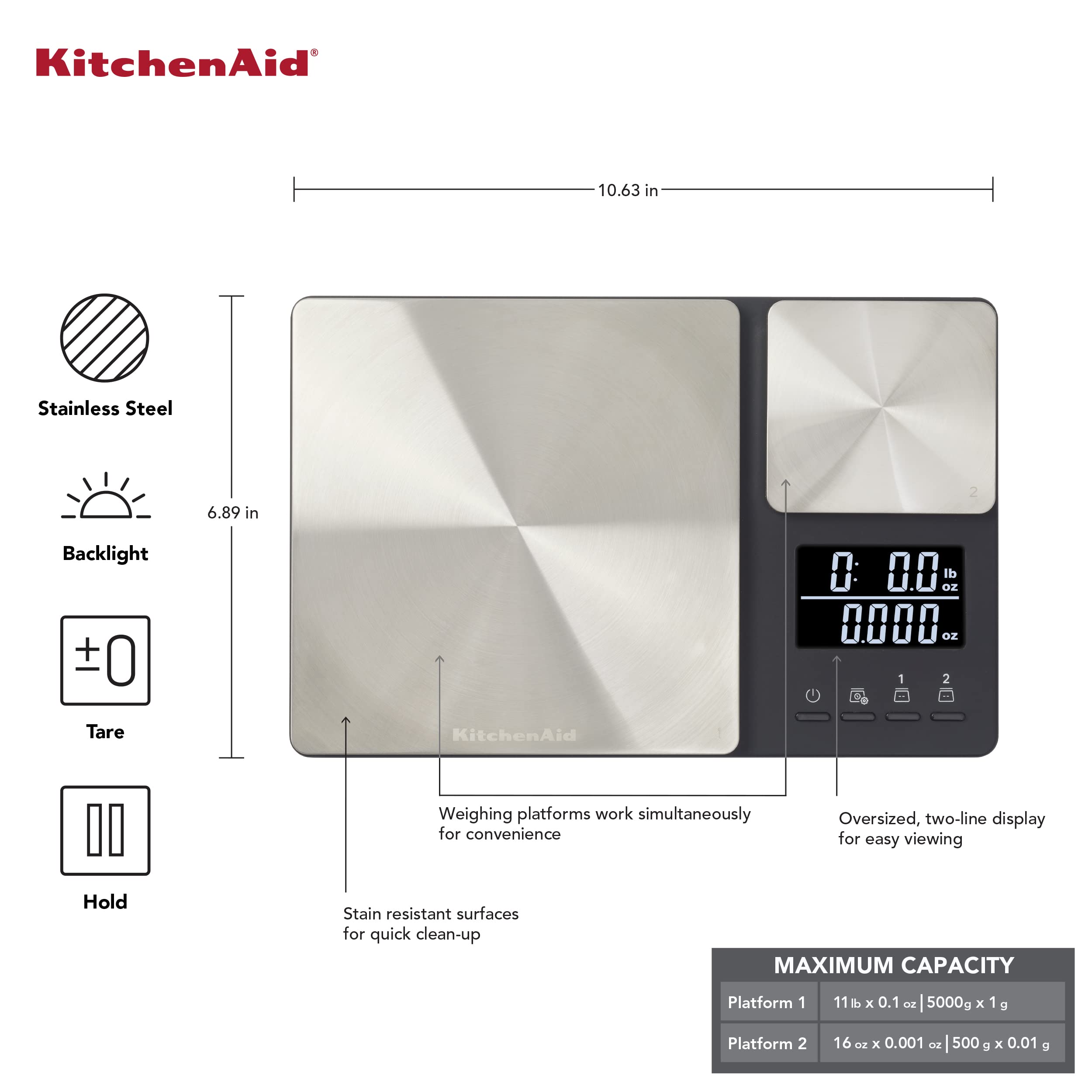 KitchenAid en uso midiendo ingredientes en tazas, ahorro de tiempo en recetas