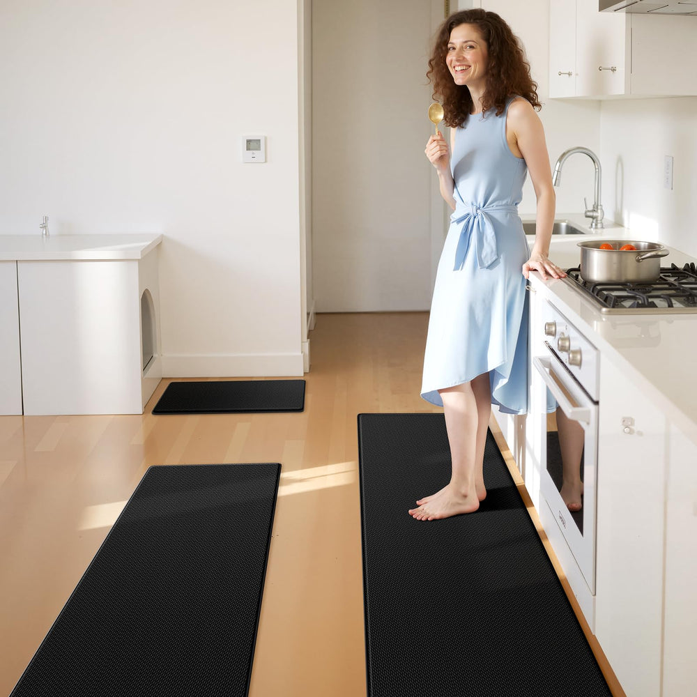 KitchenClouds mat edge and non-slip backing showing secure grip benefit