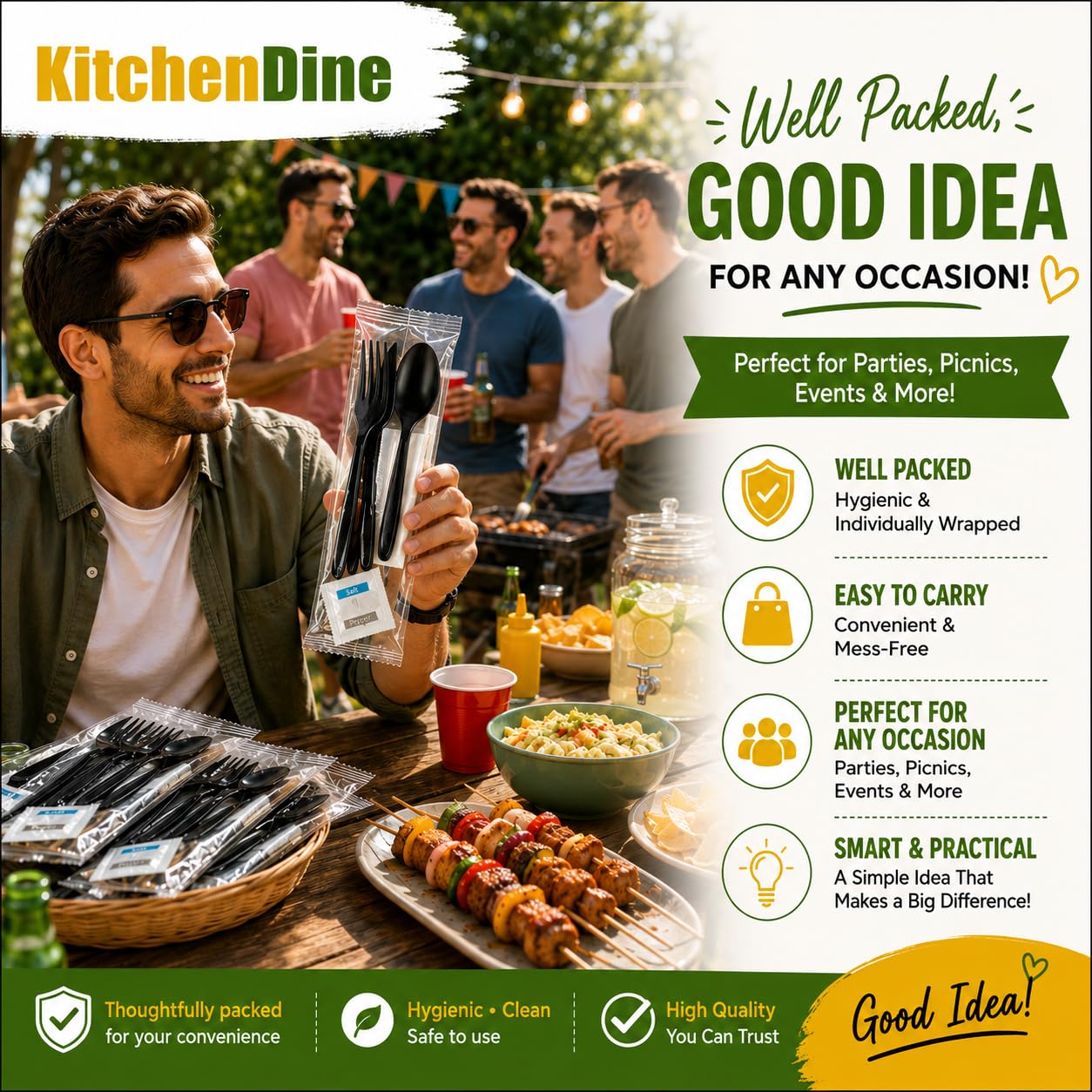 KitchenDine cubiertos en mano para ver escala y facilidad de uso