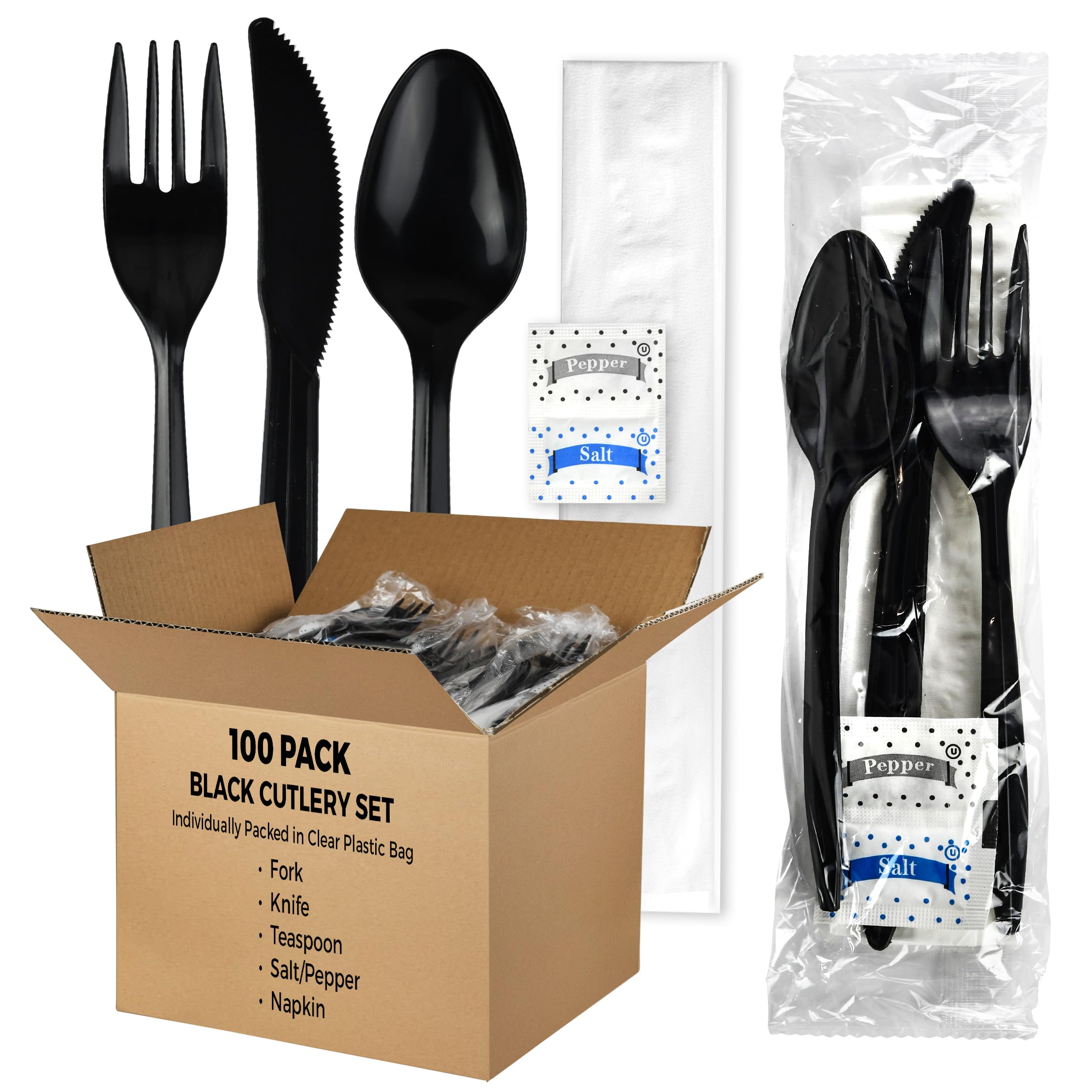 KitchenDine paquete frontal mostrando 100 sets, ideal para eventos