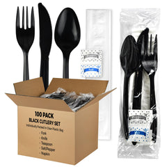KitchenDine paquete frontal mostrando 100 sets, ideal para eventos