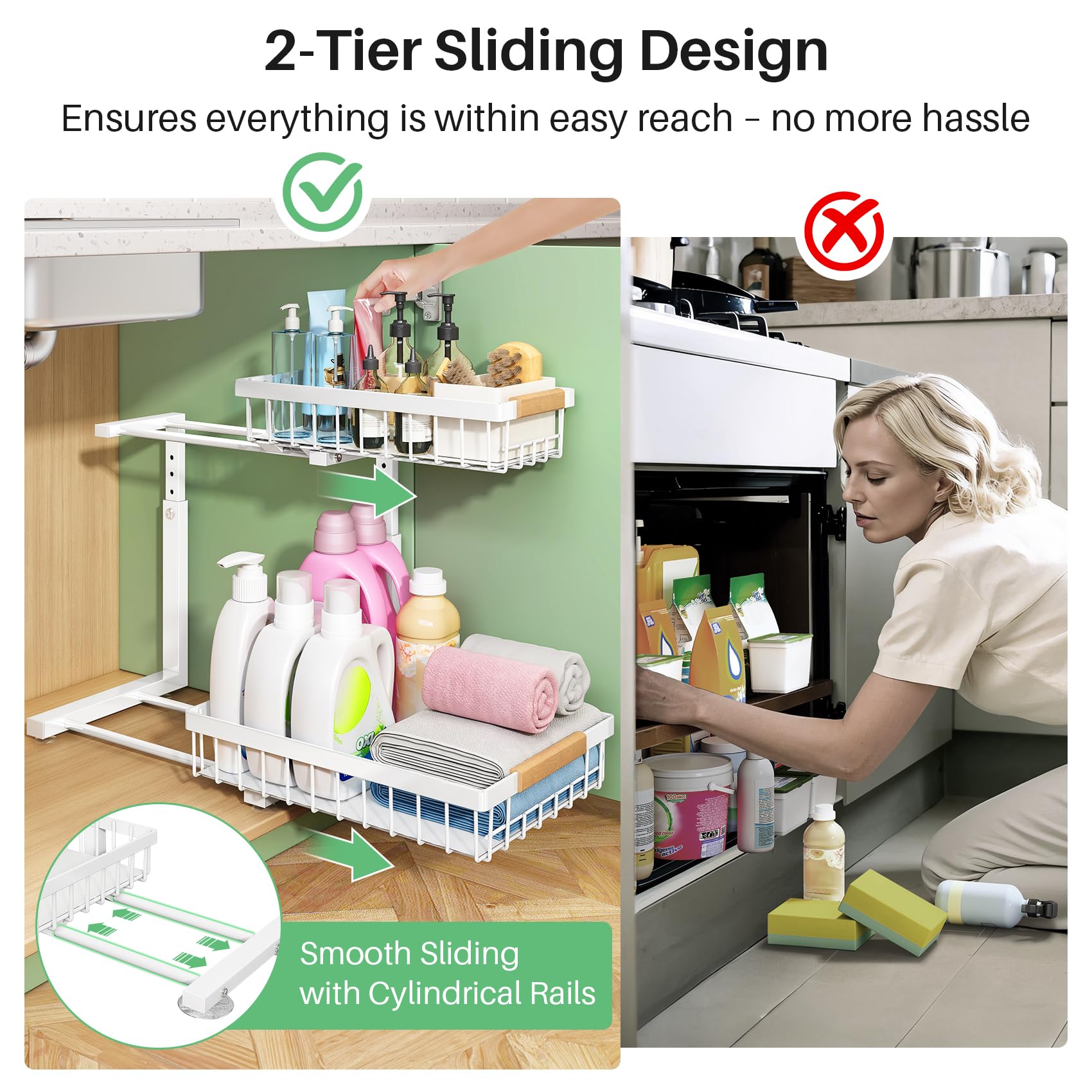 Kitstorack comparativa con botellas altas, optimiza almacenamiento vertical