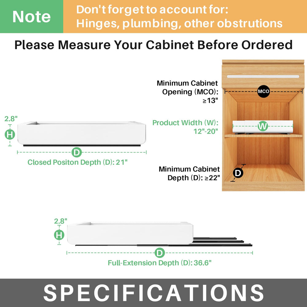 Kitstorack expanded width demonstration, displays adjustable fit for cabinets