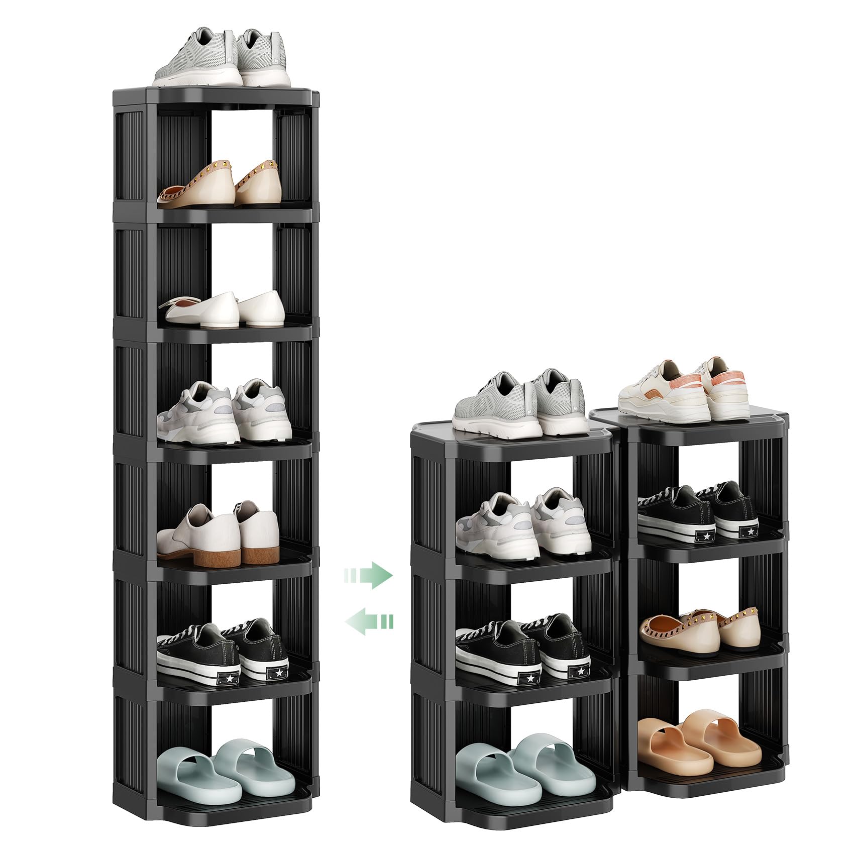 Kitstorack vista frontal con zapatos, organiza y ahorra espacio