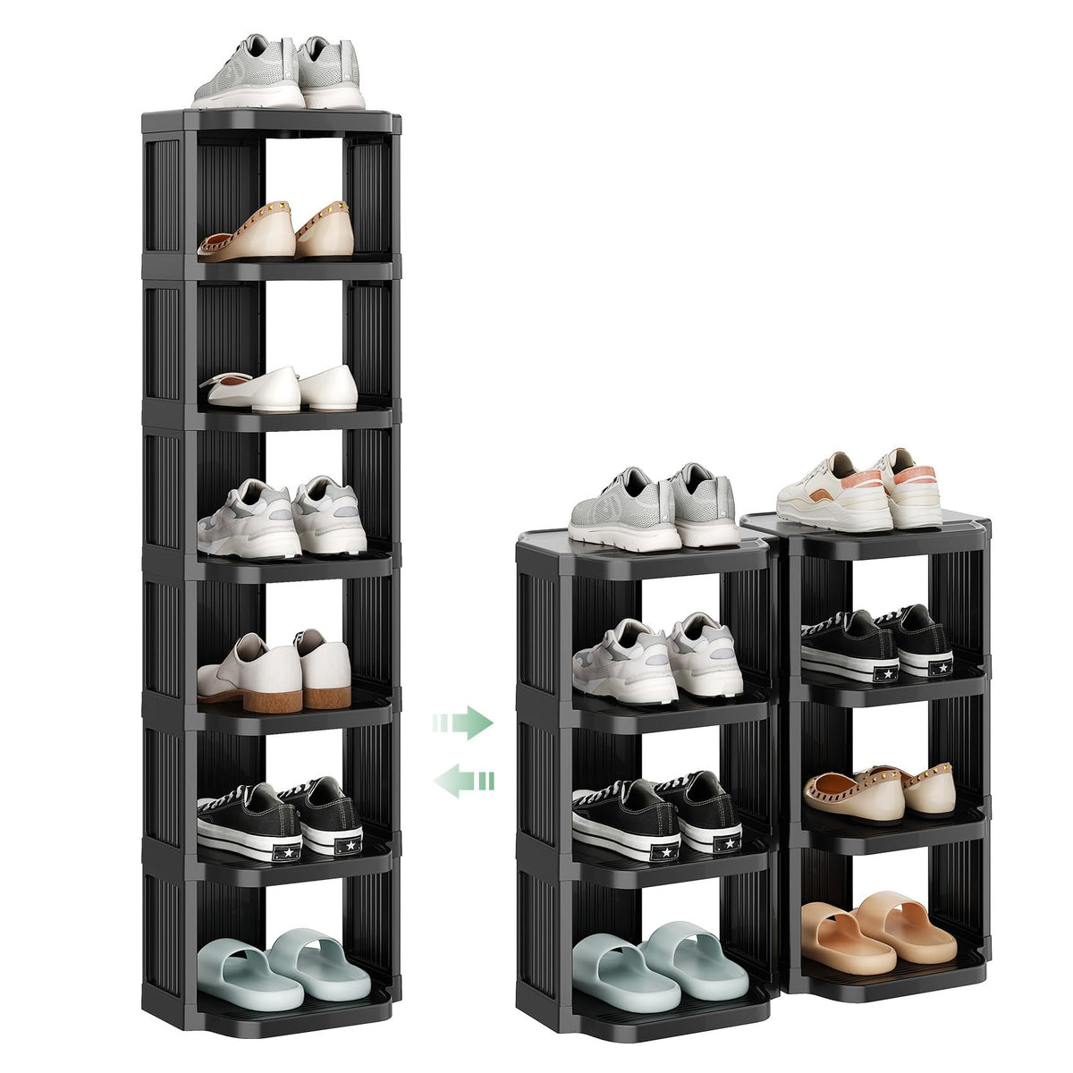 Kitstorack vista frontal con zapatos, organiza y ahorra espacio