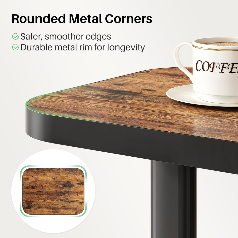 Kitstorack rounded tabletop edge close-up for safer use and comfortable contact