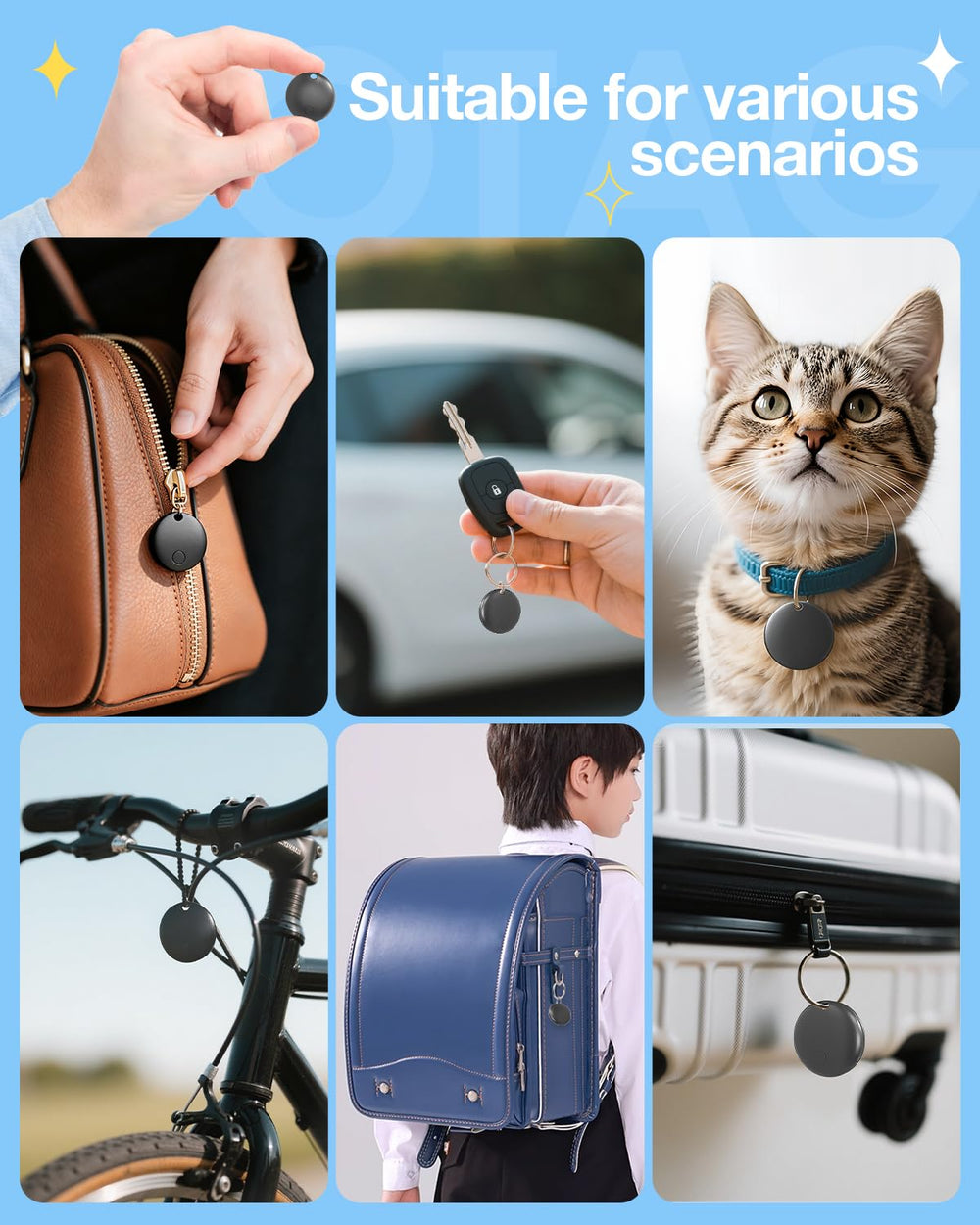 KIUP fundas incluidas y accesorios que facilitan fijar el tag a objetos