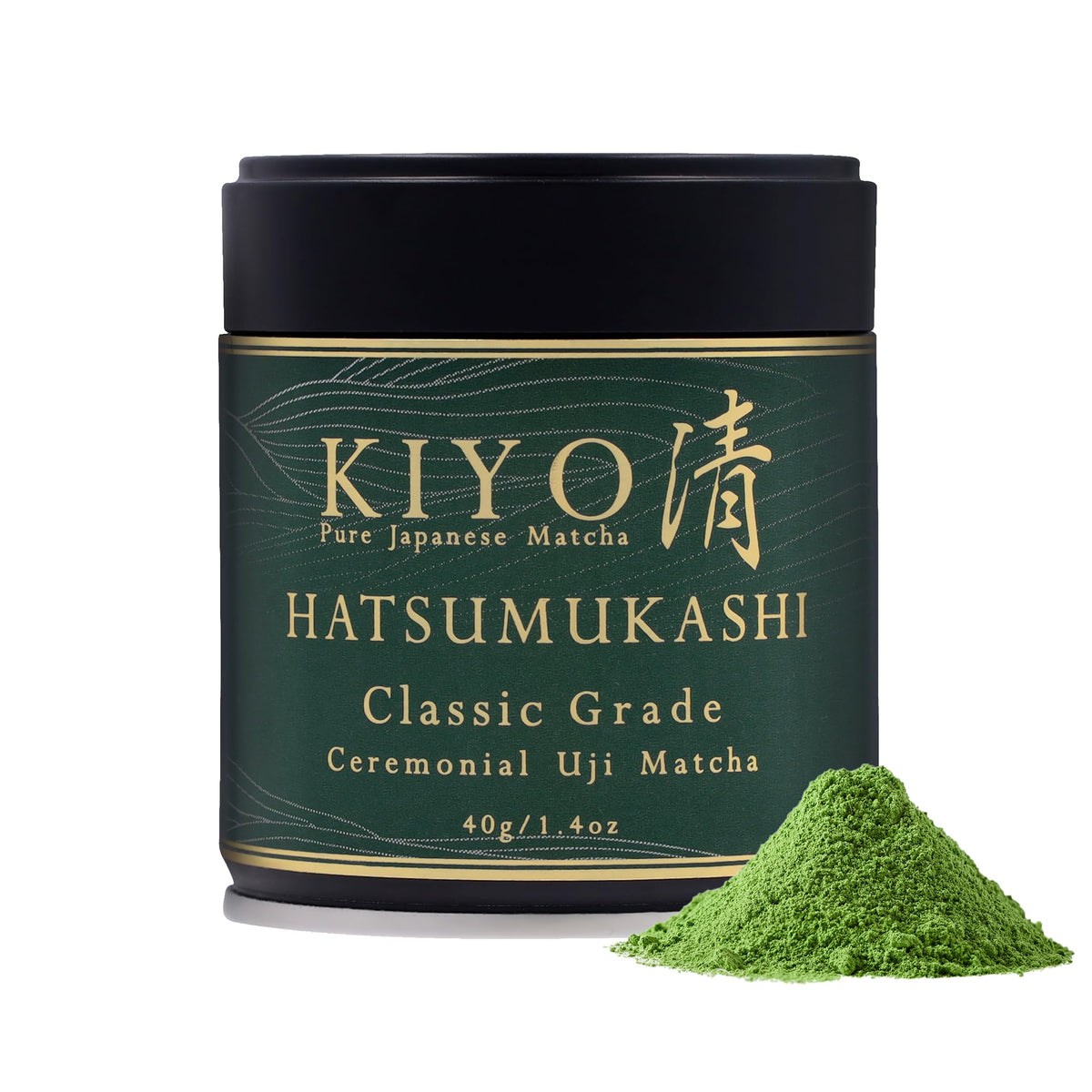 Kiyo Matcha vista frontal de la lata mostrando envase y beneficio frescura