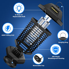 Klahaite illuminated blue-violet bulb attracting flying pests efficiently