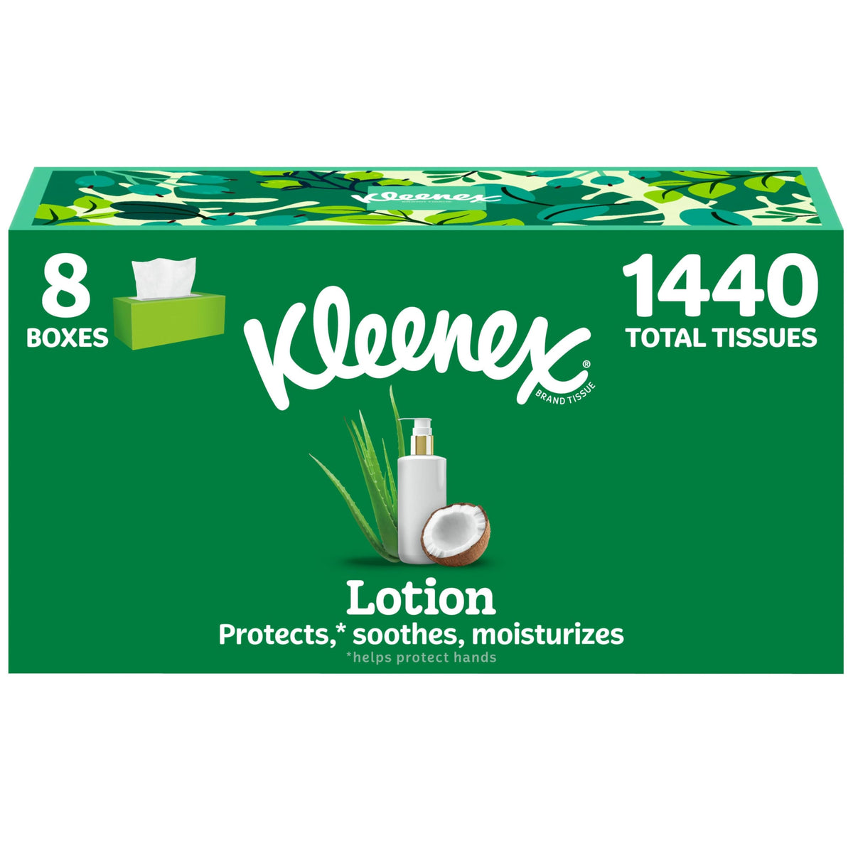Kleenex frente de caja mostrando diseño y cantidad para fácil identificación